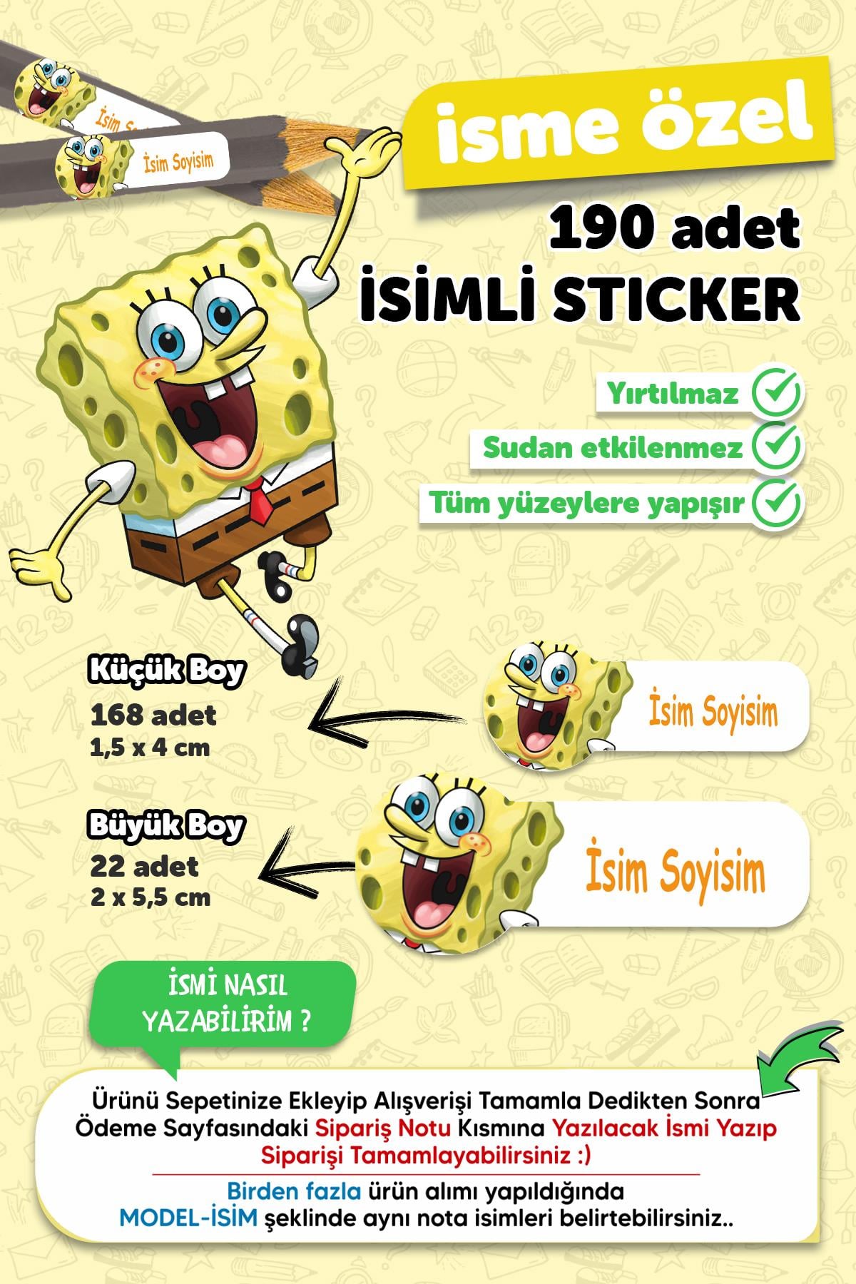 Okul Etiketi Kalem Defter Etiketi Özel Isim Yazılabilen Etiket 190 Adet