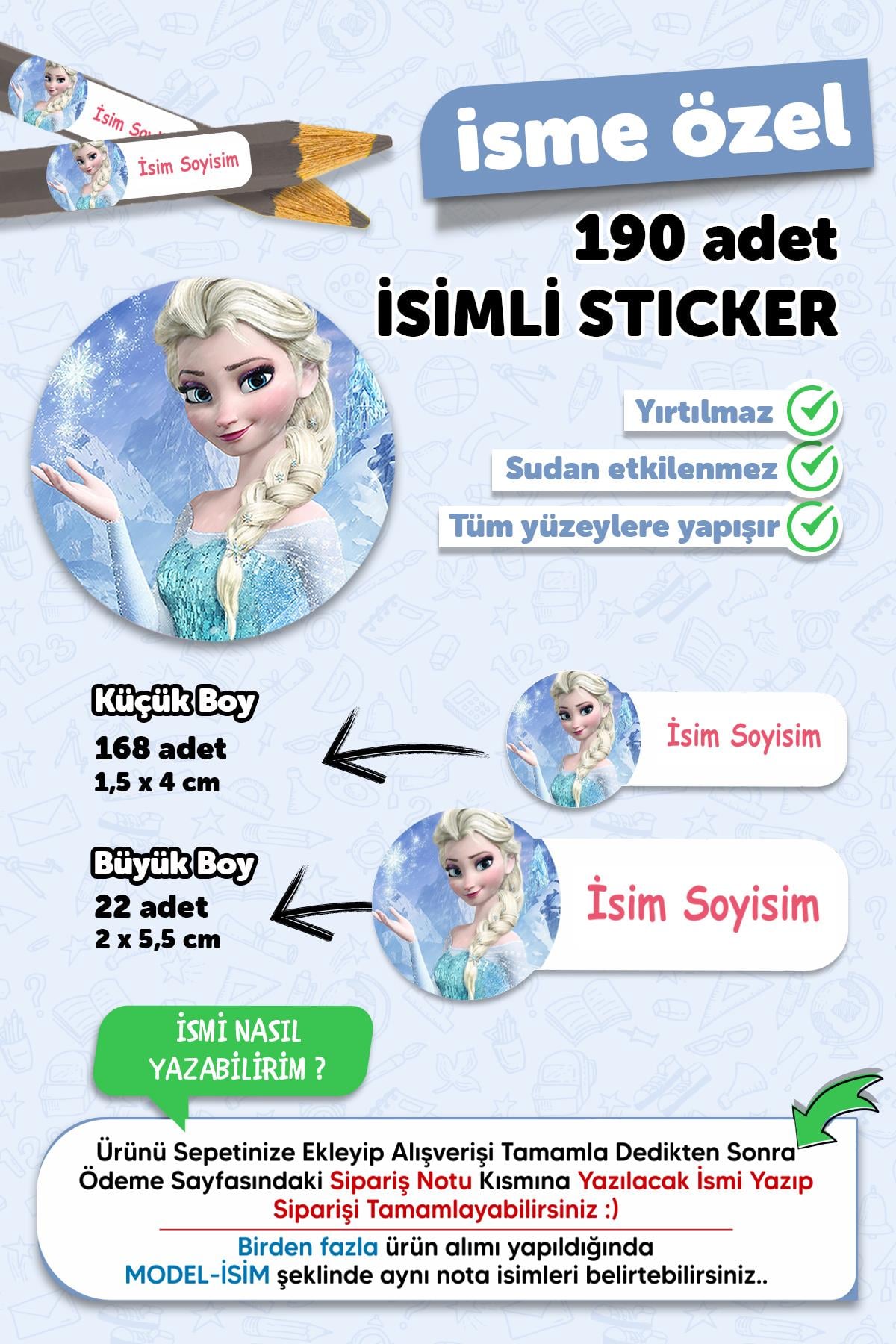Okul Etiketi Kalem Defter Etiketi Özel Isim Yazılabilen Etiket Elsa 190 Adet