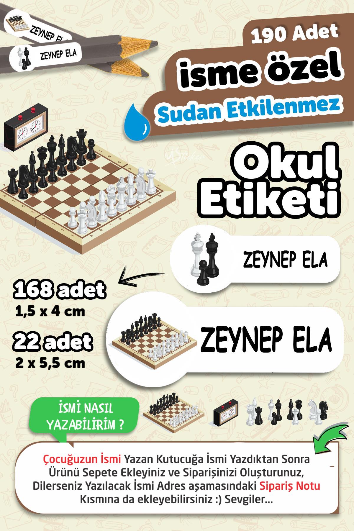 Okul Etiketi Kalem Defter isimli Etiket Isim Yazılabilen Satranç - 190 Adet Özel Yeni Tasarım