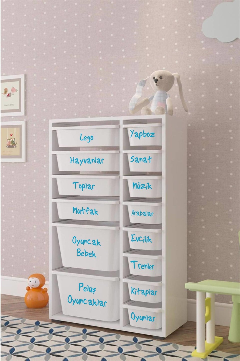 Oyuncak Kutusu Etiket Stickerı-Organizer-Mavi