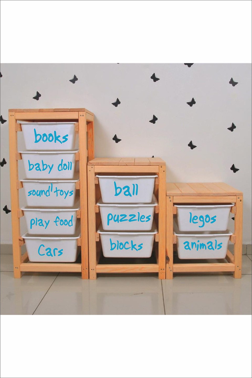 Oyuncak Kutusu İngilizce Etiket Stickerı-Organizer-Mavi