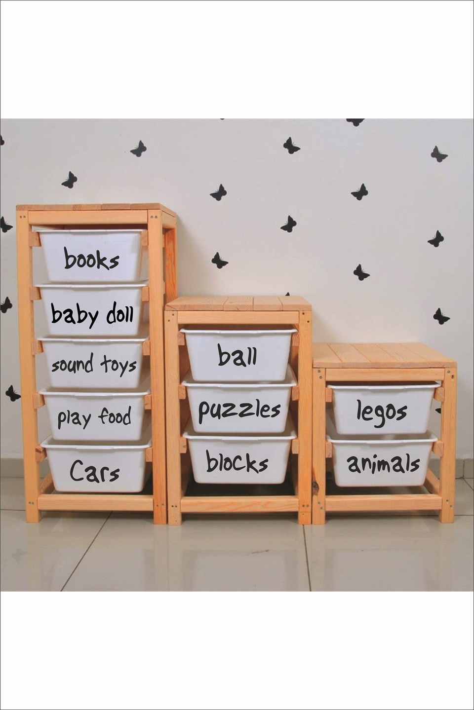 Oyuncak Kutusu İngilizce Etiket Stickerı-Organizer-Siyah