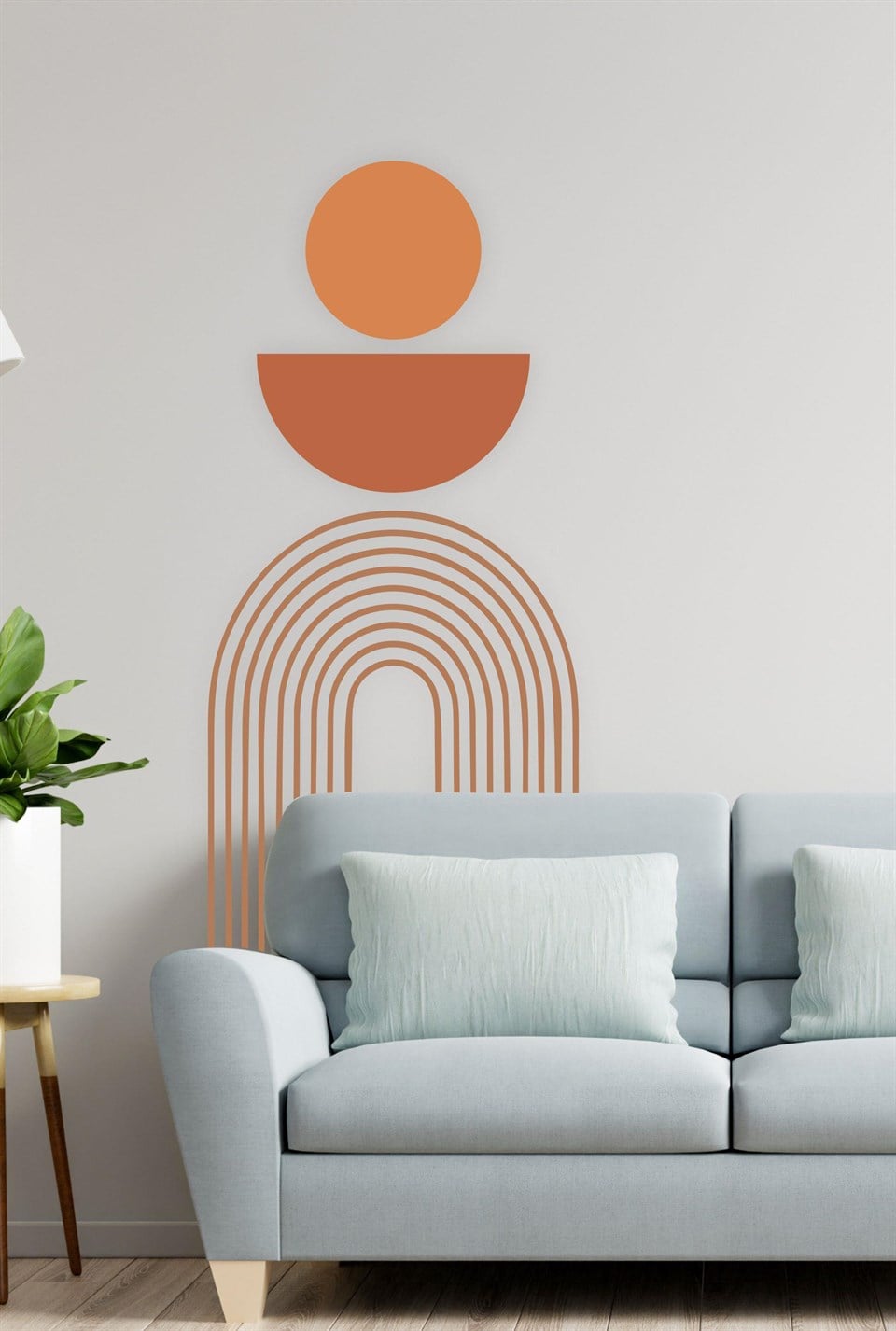 Özel Desen Kahve Tonlarında Gökkuşağı ve Dailereler Duvar Sticker