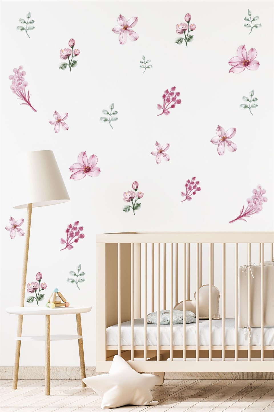 Özel Kesimli Soft Renkli Çiçekler Duvar Sticker