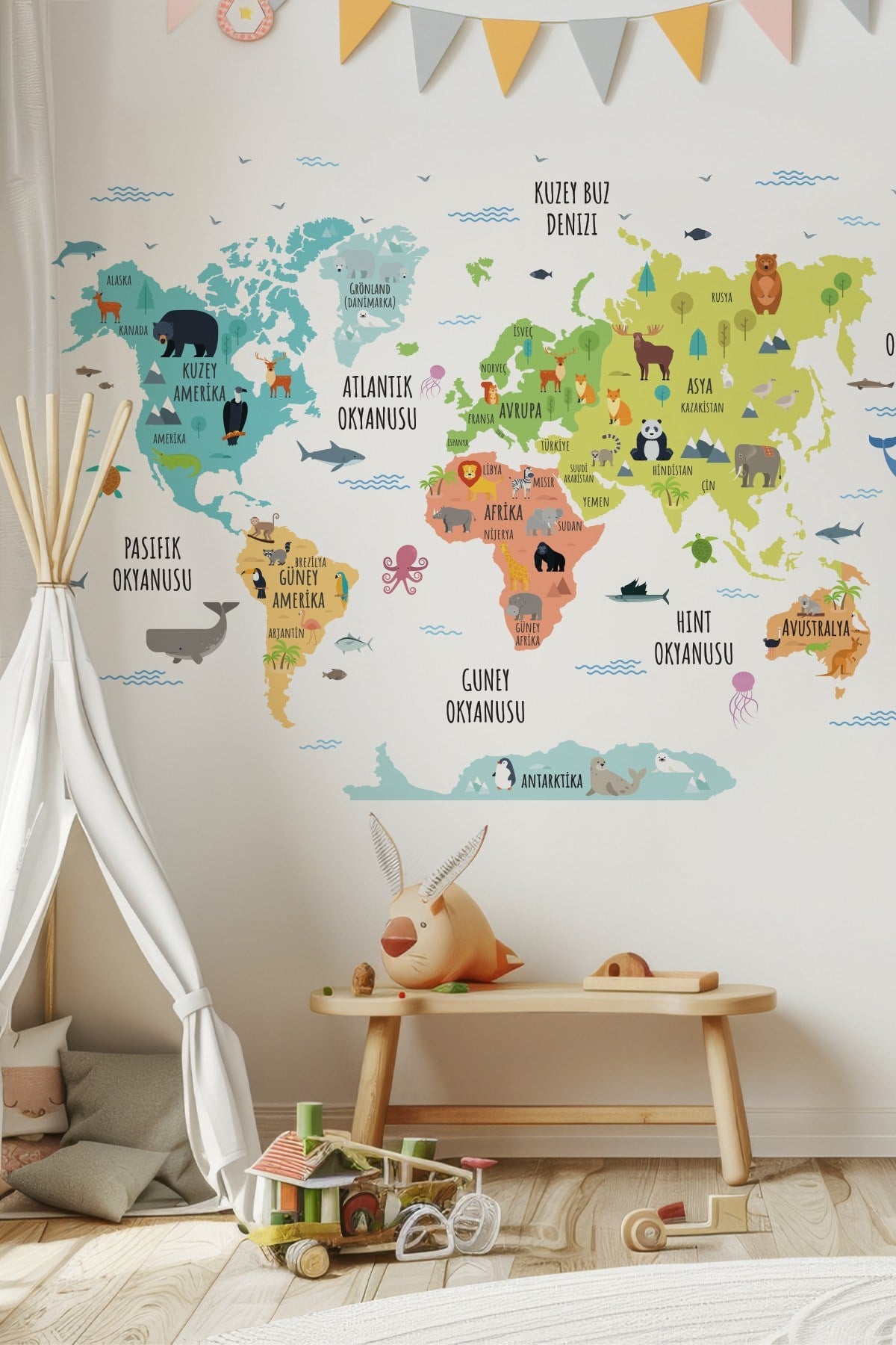 Pastel Balon Duvar Sticker Seti L XL Boy Çocuk Bebek Odası Bulut Yıldız Duvar Dekoru