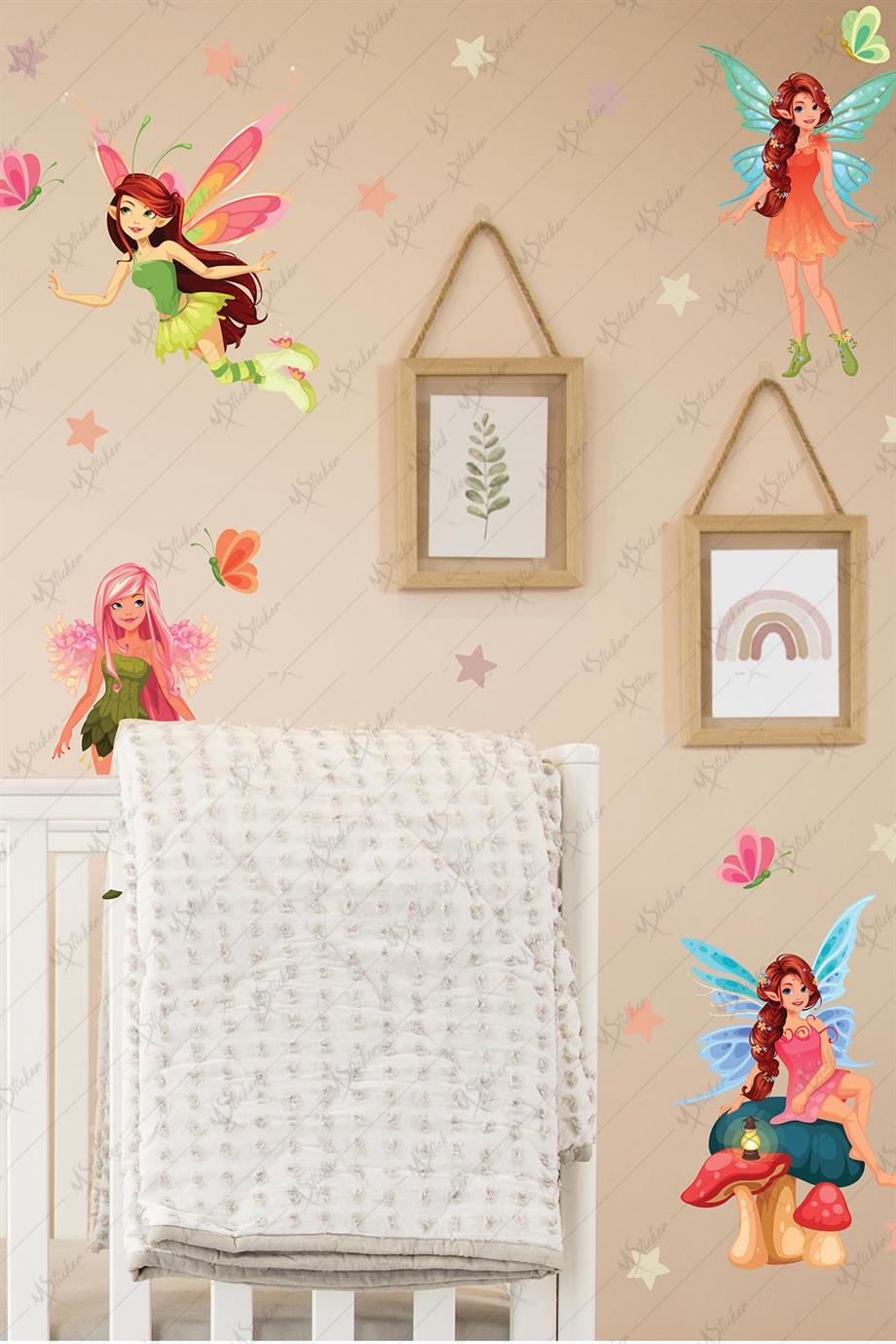 Periler ve Yıldızlar Kız Çocuk Odası Sticker Seti