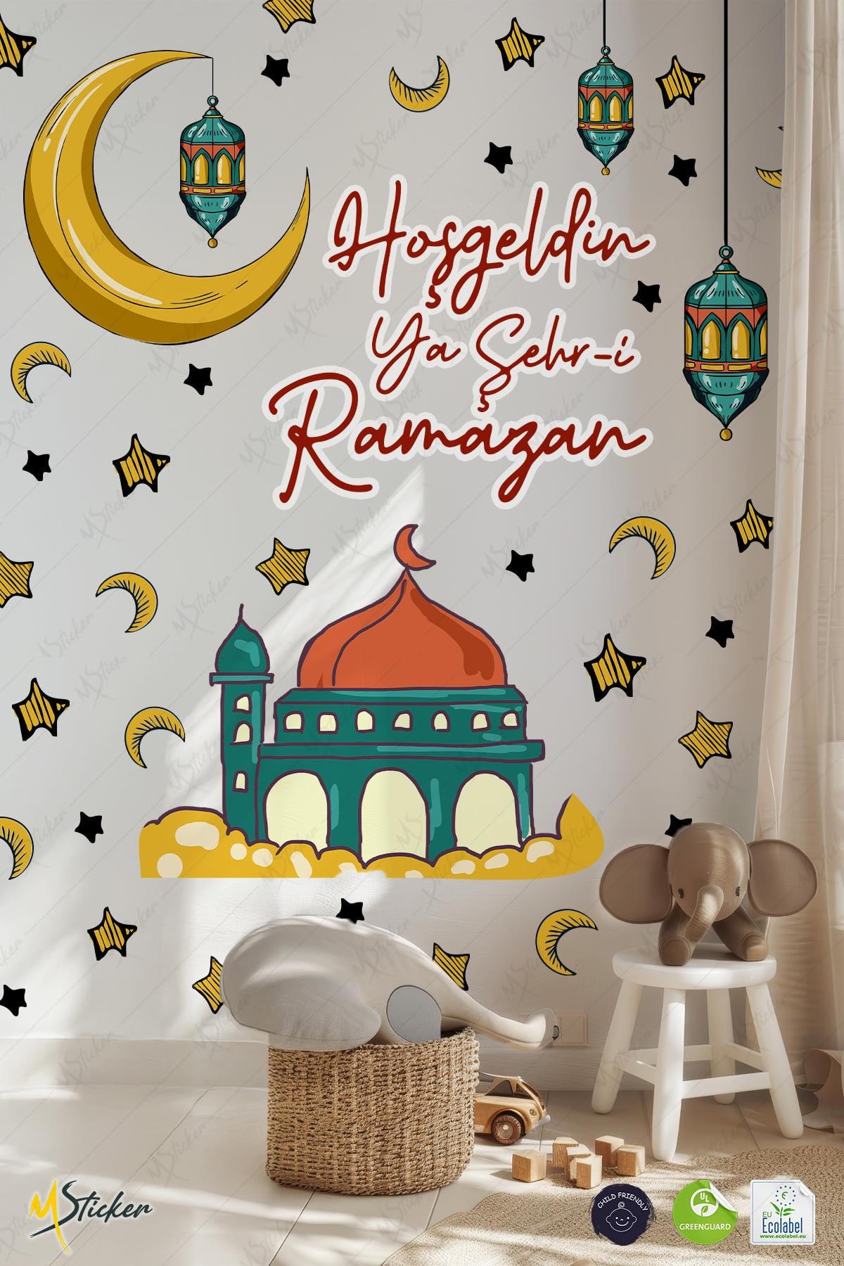 Ramazan Ayı Temalı Cam Duvar Süsleri Hoşgeldin Ramazan Sticker Seti -R3