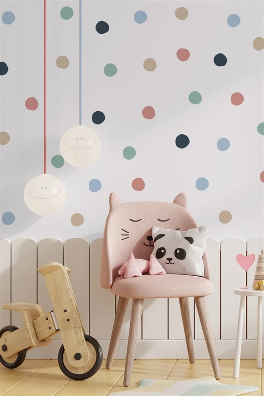 Renkli Puantiyeler Duvar Çıkartması - Soft Pastel Renklerde Büyük Boy k740