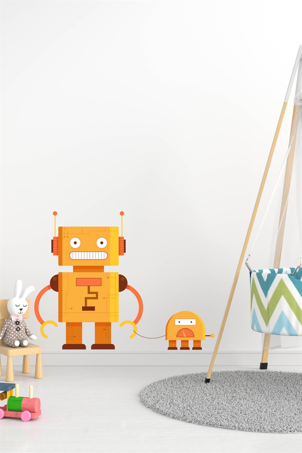 Robot Adam ve Köpeği Sticker-Çocuk Bebek Odası Sticker
