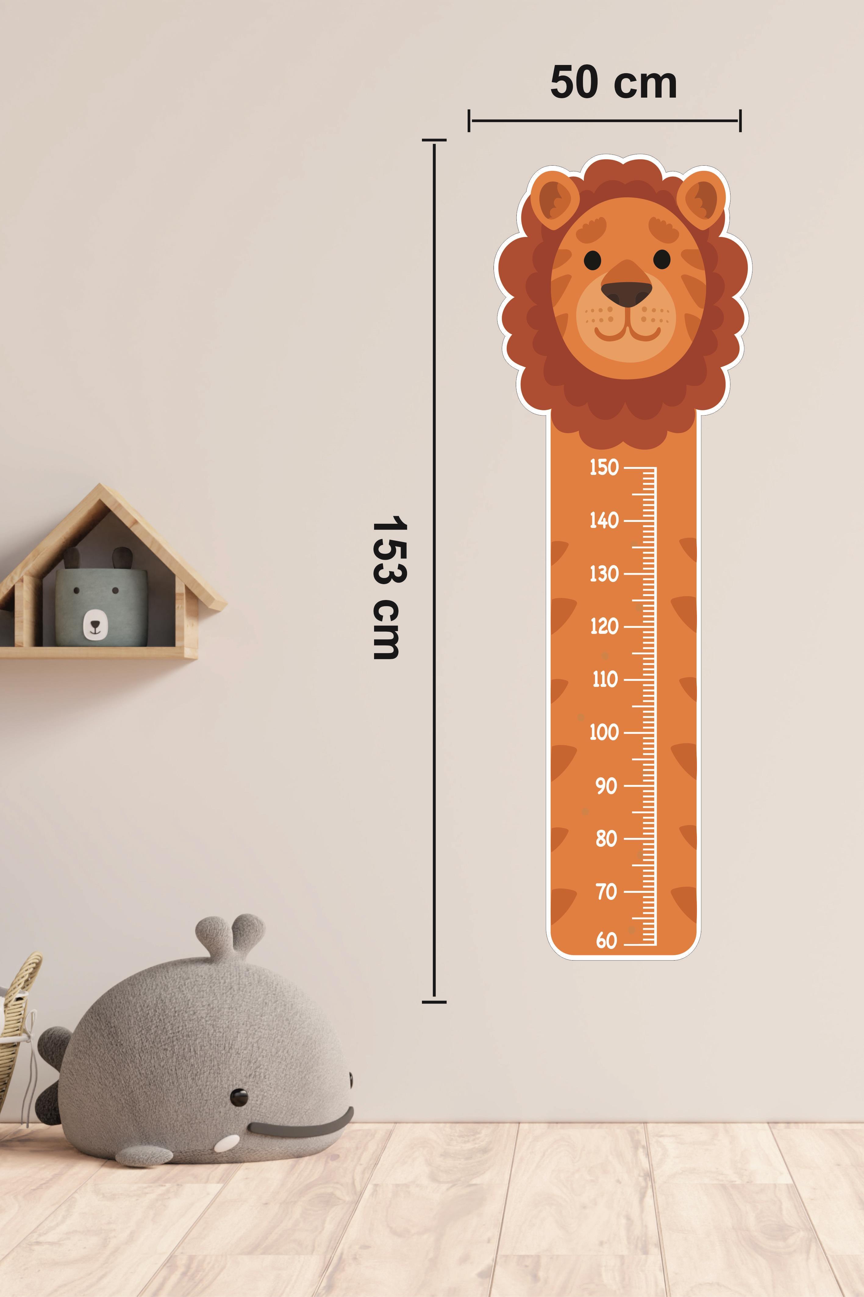 Sevimli Aslan Çocuk Bebek Odası Boy Cetveli Sticker(50x153cm)