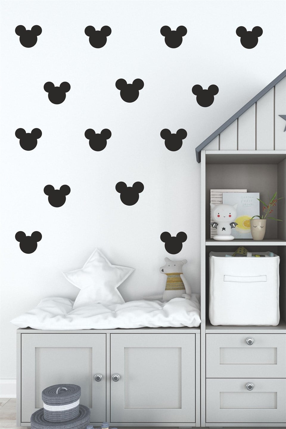 Siyah Mickey Çocuk Odası Duvar Sticker