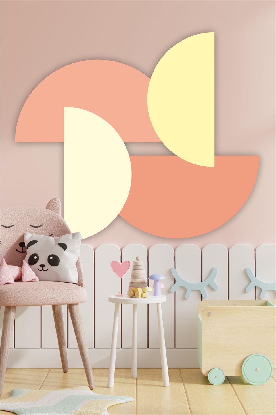Turuncu Tonlarda Yarım Daireler Çocuk Bebek Odası Sticker Seti (8