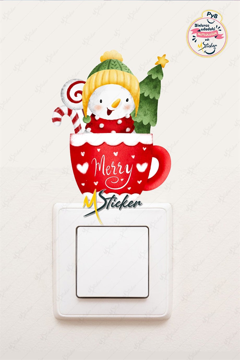 Yeni Yıl Sevimli Yeni Yıl Süsü Priz Sticker - Yılbaşı Stickerı 3