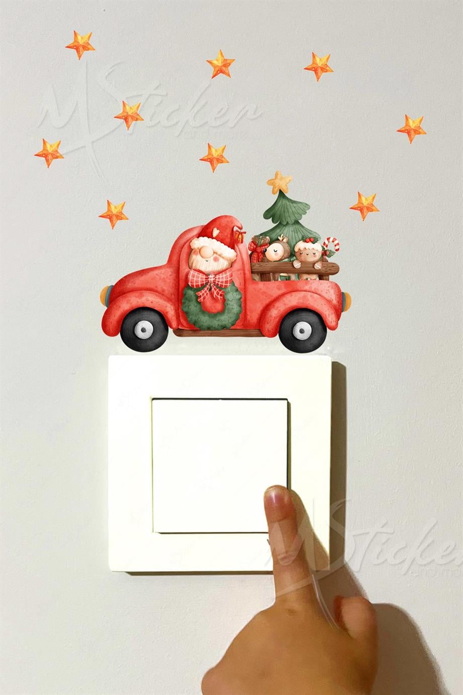 Yeni Yıl Yılbaşı Kış Konseptli Sticker Yılbaşı Süsü Noel Kış Konseptli Priz Sticker Yılbaşı Süsü