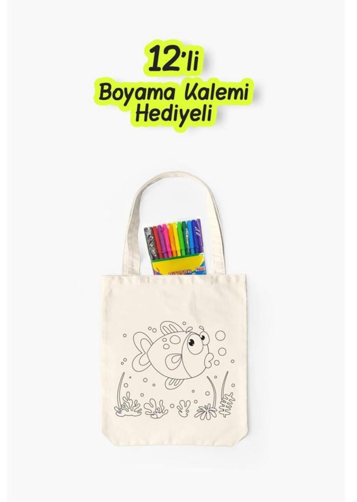 Eğlenceli Bez Çanta Boyama Seti- Balık