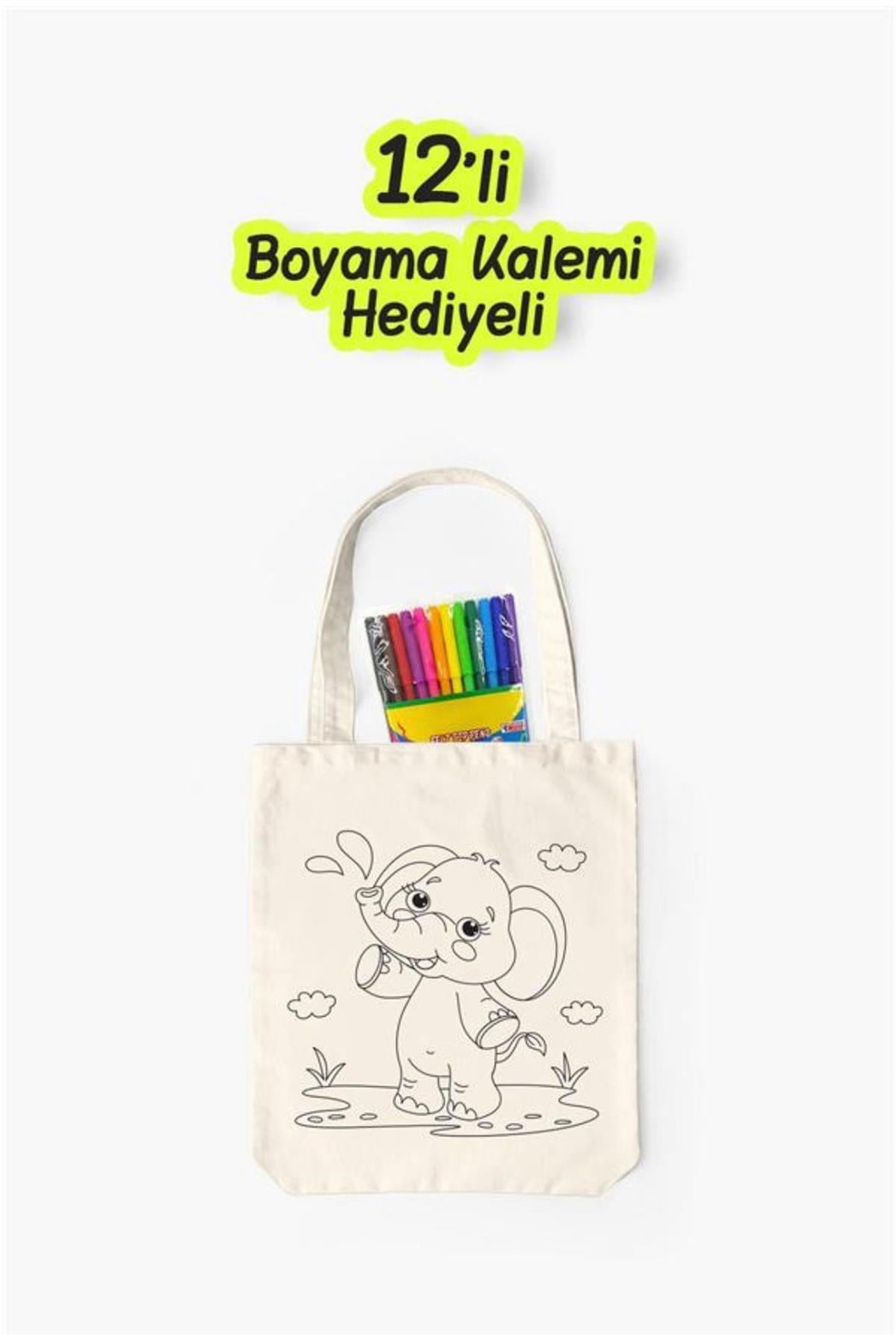 Eğlenceli Bez Çanta Boyama Seti- Fil