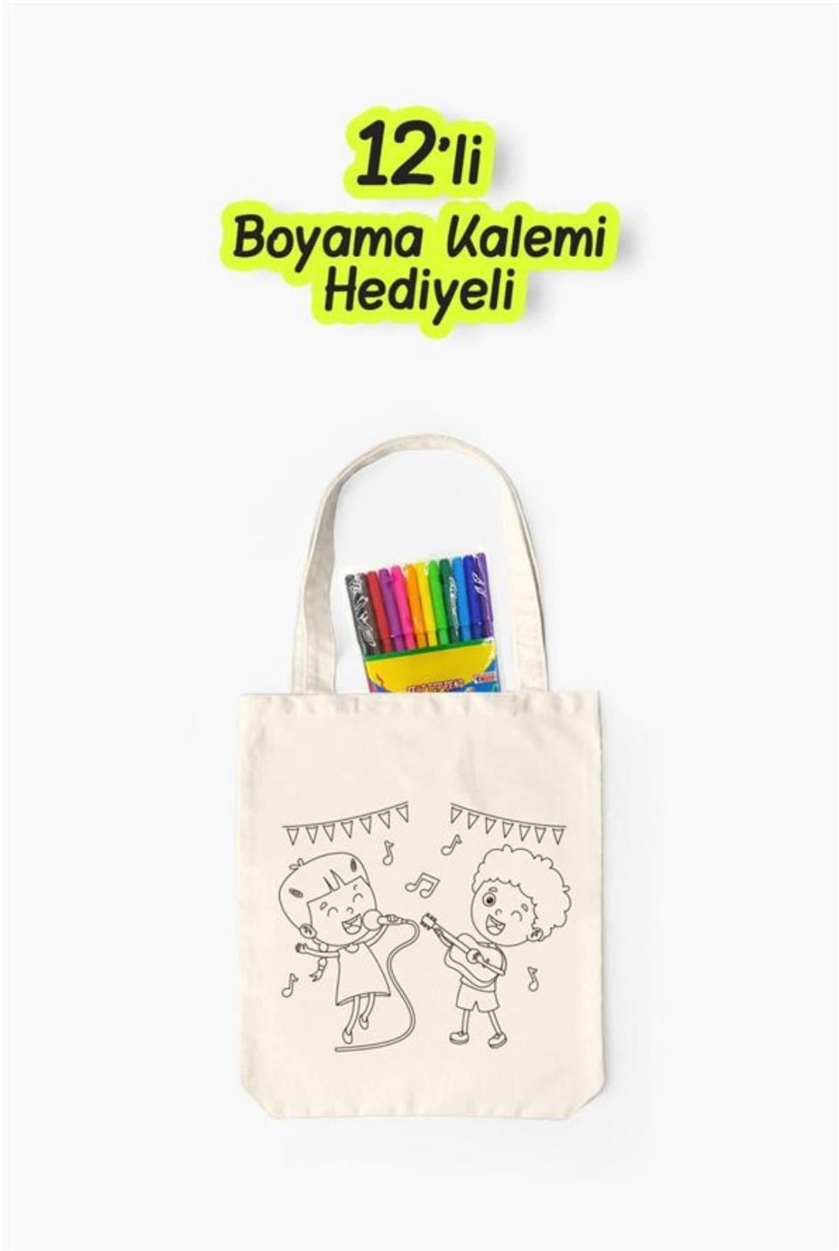 Eğlenceli Bez Çanta Boyama Seti- Şarkı Söyleyen Çocuklar