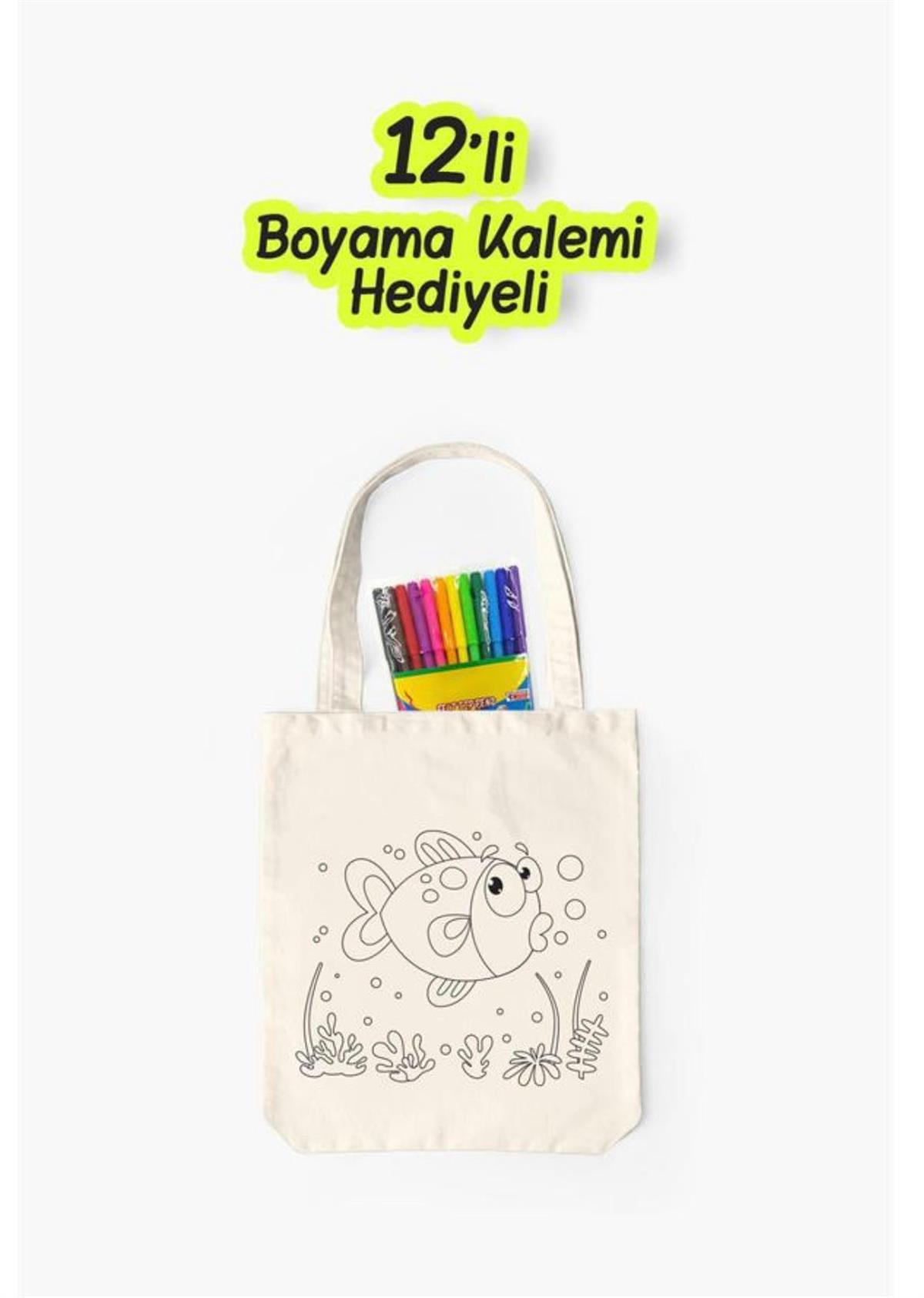 Eğlenceli Bez Çanta Boyama Seti- Balık