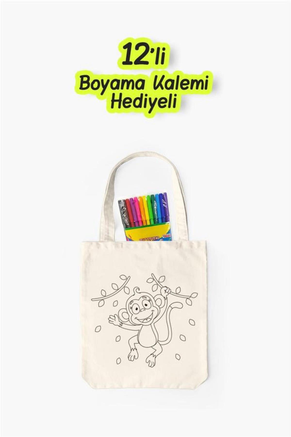 Eğlenceli Bez Çanta Boyama Seti- Maymun