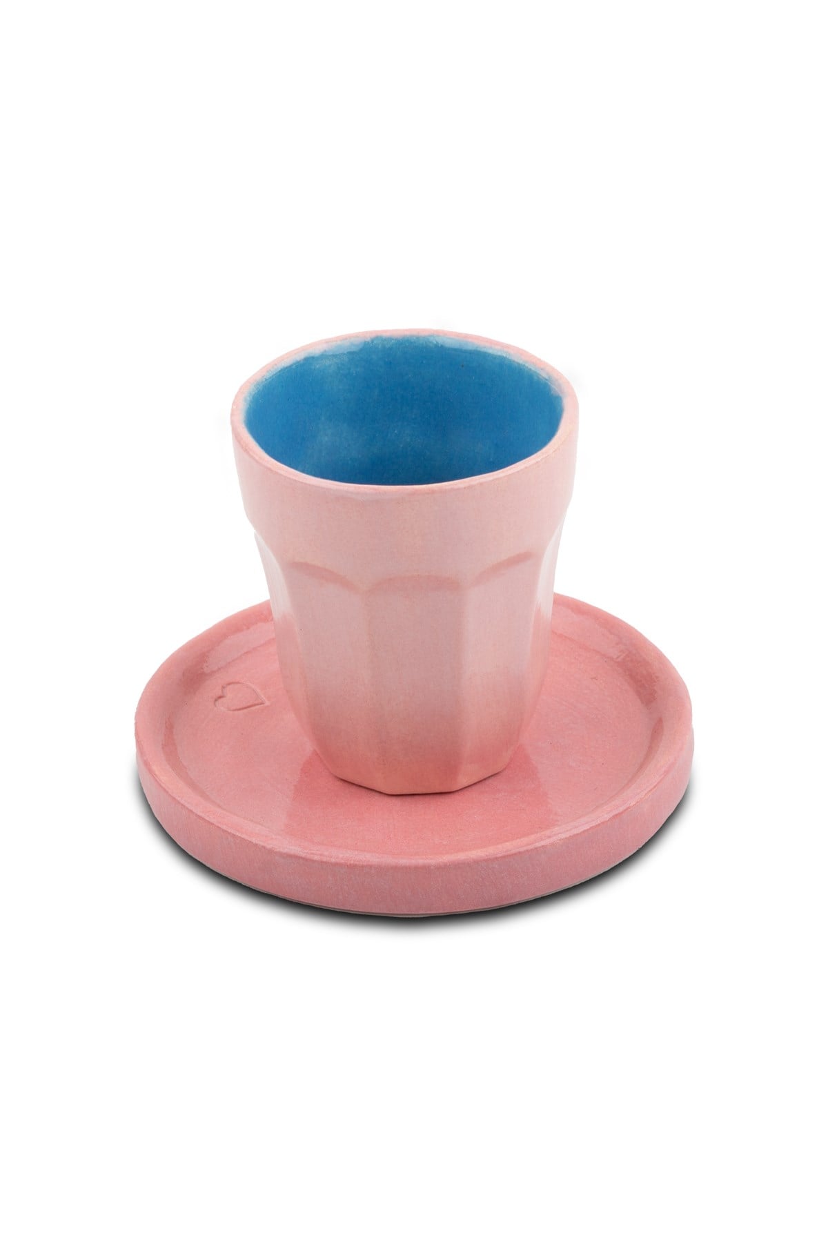 Pembe Seramik Kahve Fincanı ve Tabak