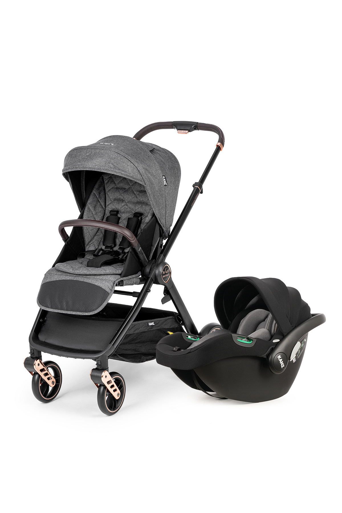 Kanz x-Go Ultimate Travel Sistem Bebek Arabası Rose Gold Gri
