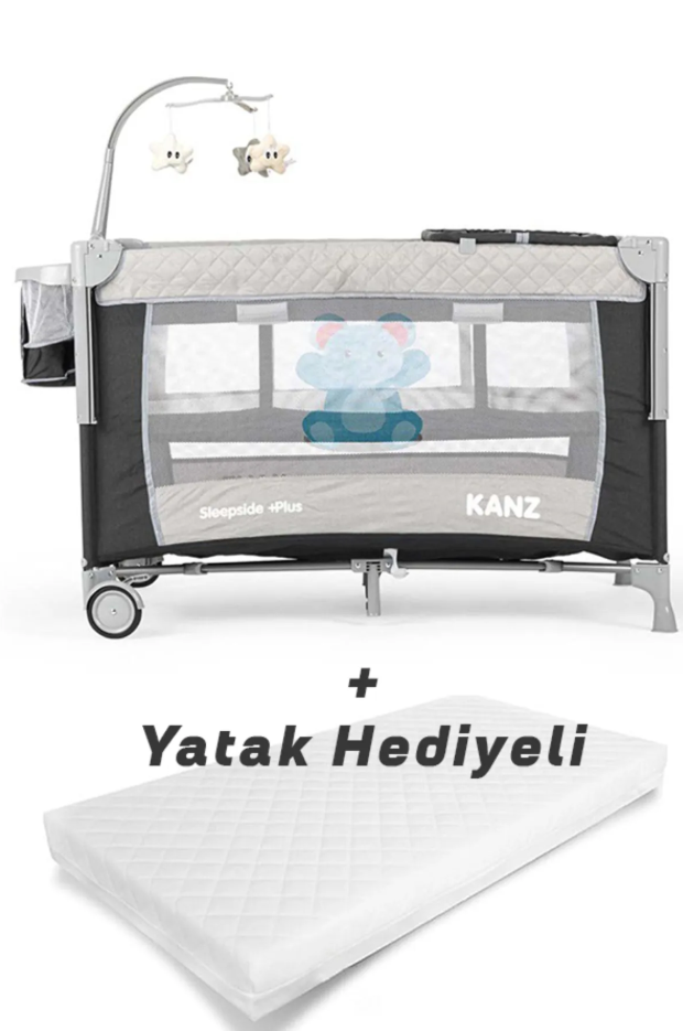 Kanz Sleepside +Plus Anne Yanı Park Yatak Siyah - Yatak Hediyeli