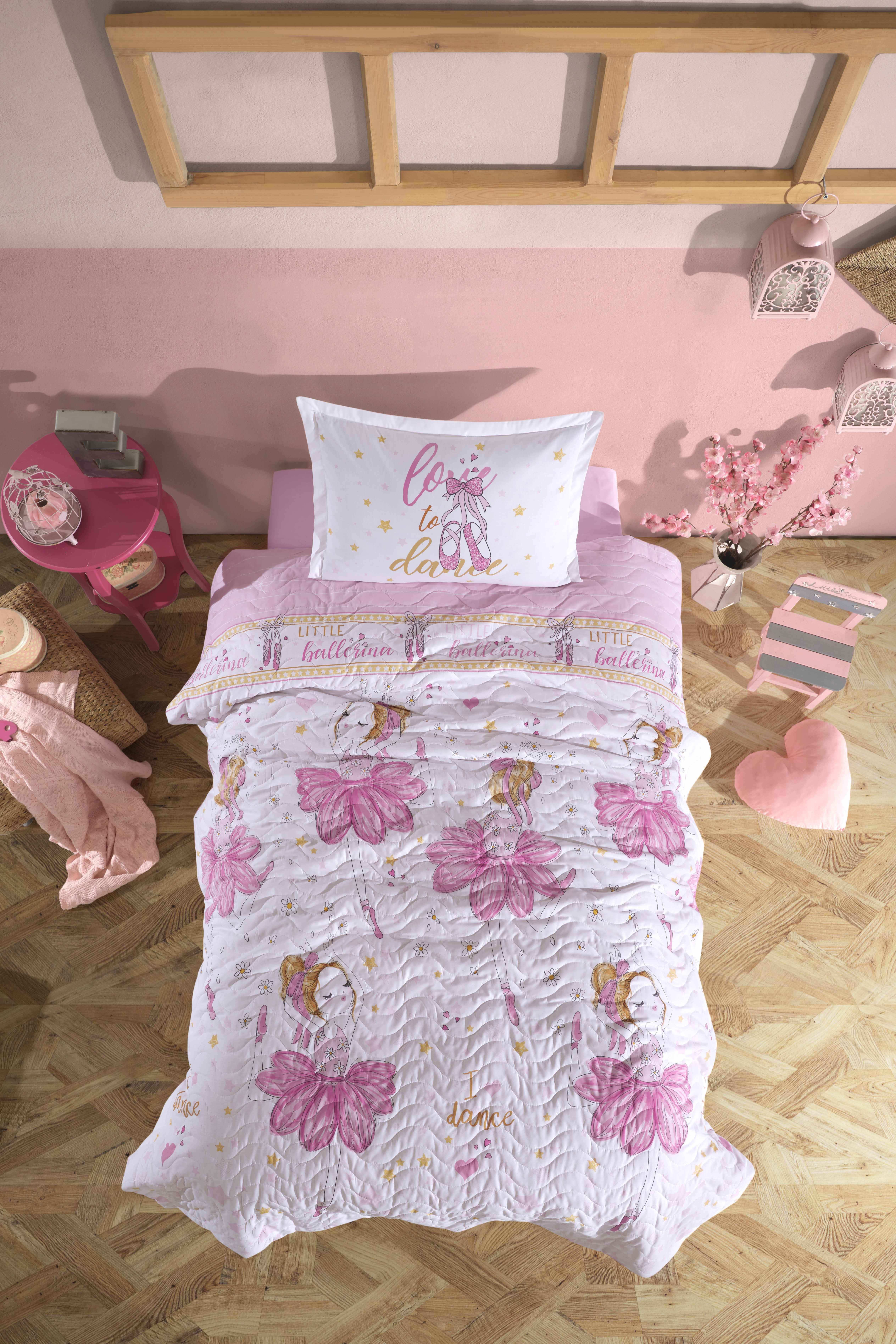 Clasy Ranforce %100 Pamuk Tek Kişilik Dört Mevsim Set Ballerina V1 Pembe