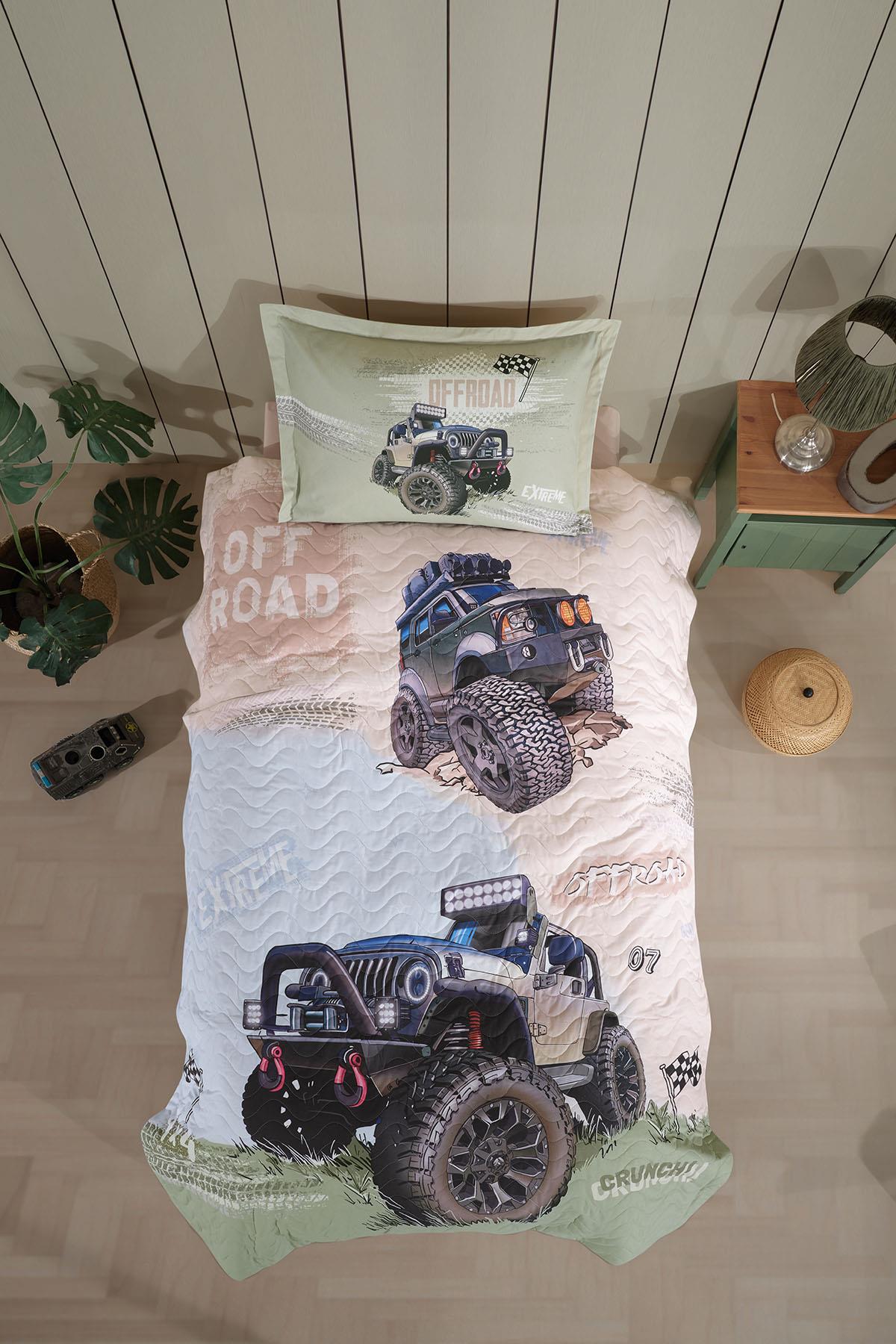 Clasy Ranforce %100 Pamuk Tek Kişilik Dört Mevsim Set Off-Road V1 Bej
