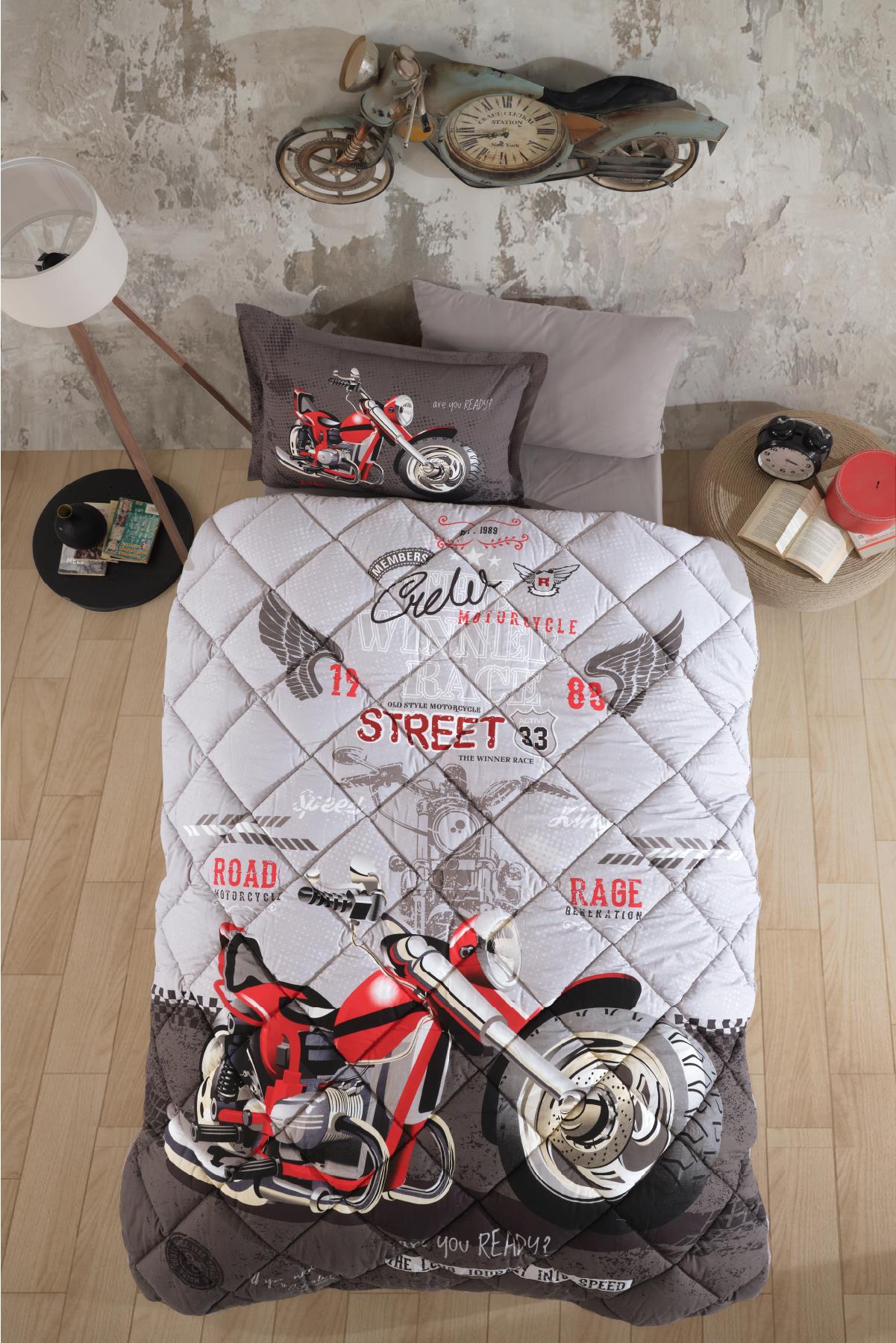 Clasy Ranforce %100 Pamuk Tek Kişilik Uyku Seti Street King V1 Gri