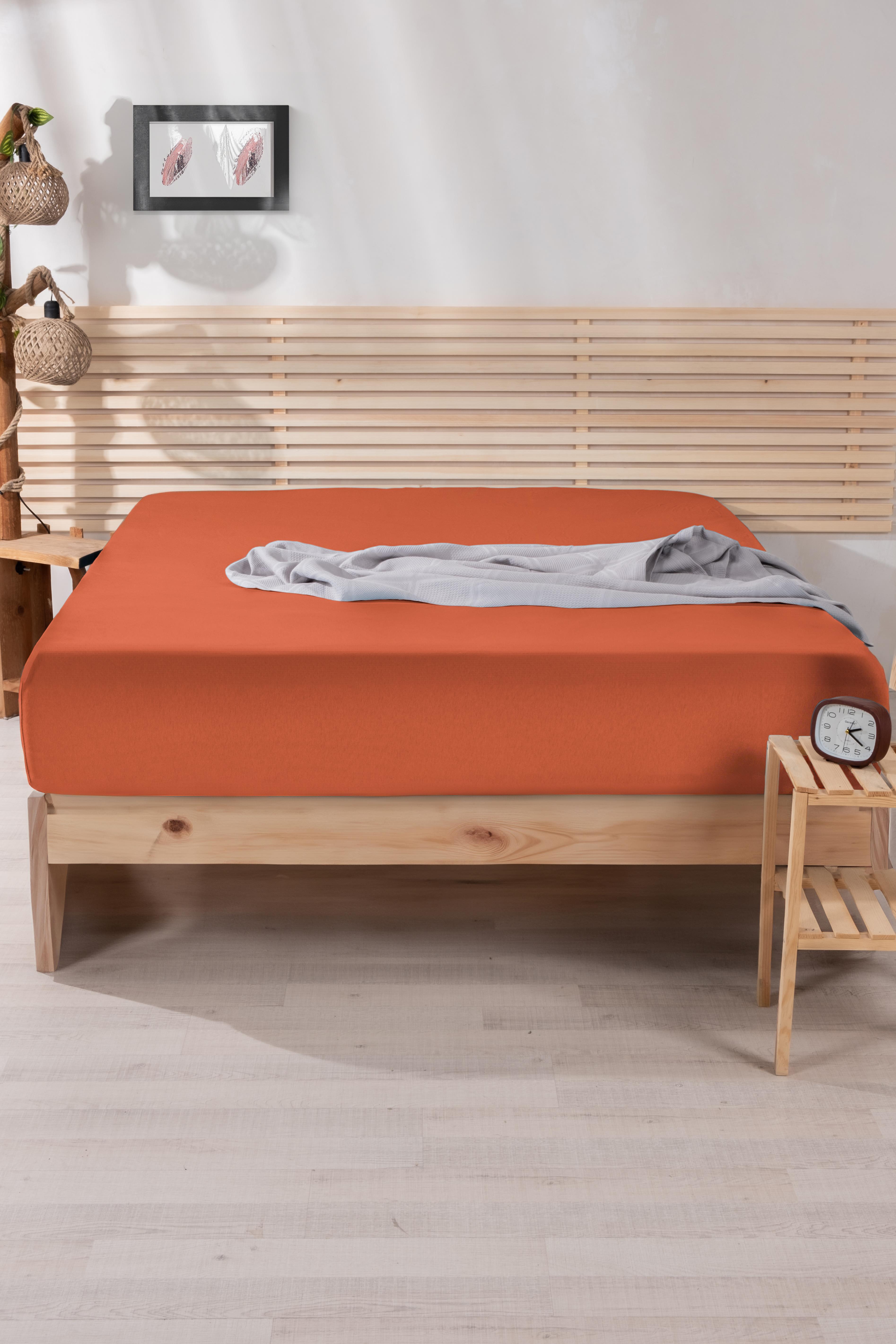 Nordqueen Ranforce %100 Pamuk Tek Kişilik 120*200 Lastikli Çarşaf V1 Kiremit