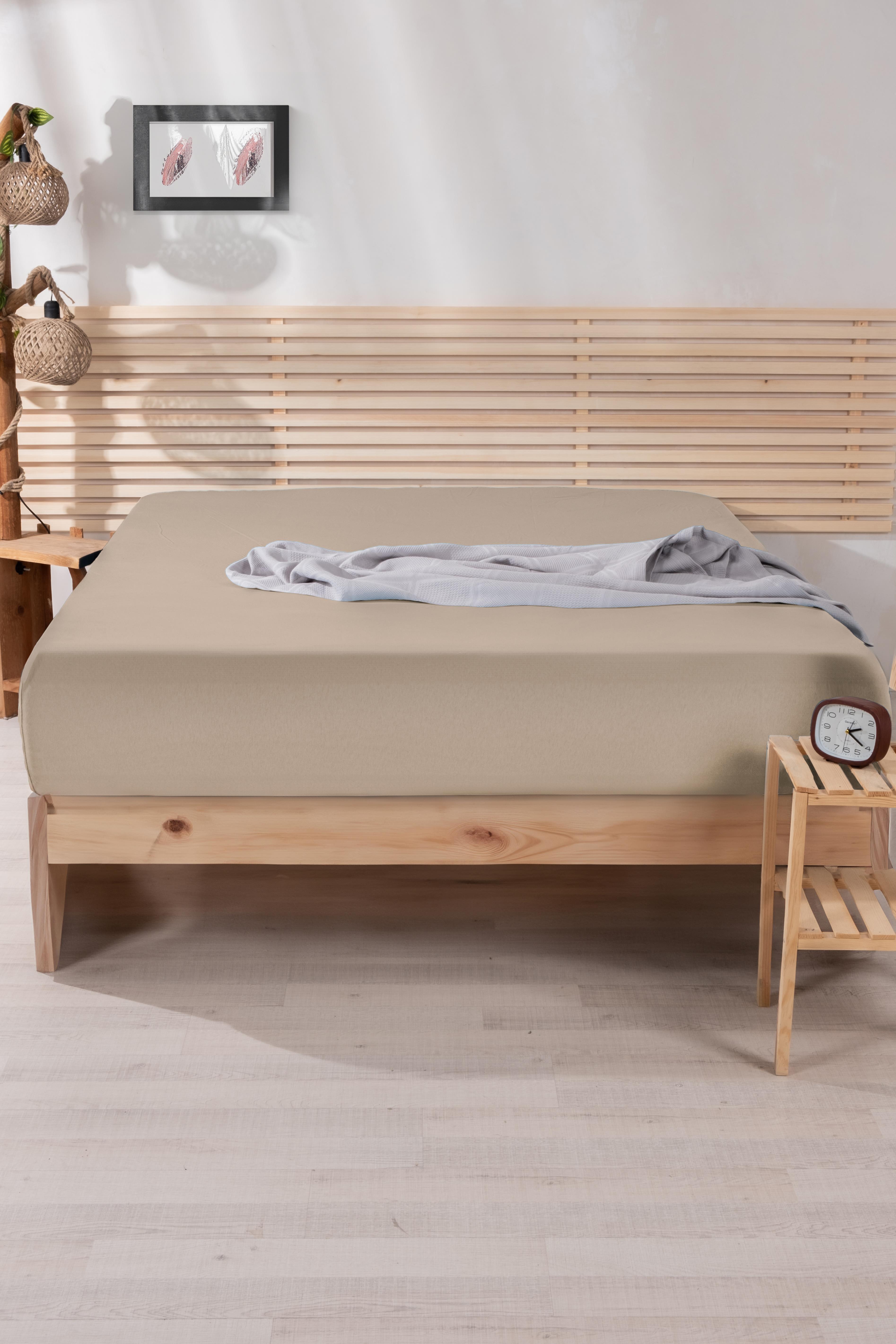Nordqueen Ranforce %100 Pamuk Tek Kişilik 120*200 Lastikli Çarşaf V1 Bej
