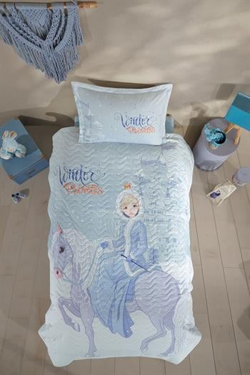 Clasy Ranforce %100 Pamuk Tek Kişilik Dört Mevsim Set Winter Princess V1 Turkuaz
