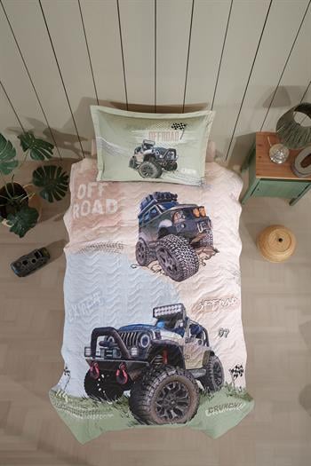 Clasy Ranforce %100 Pamuk Tek Kişilik Dört Mevsim Set Off-Road V1 Bej