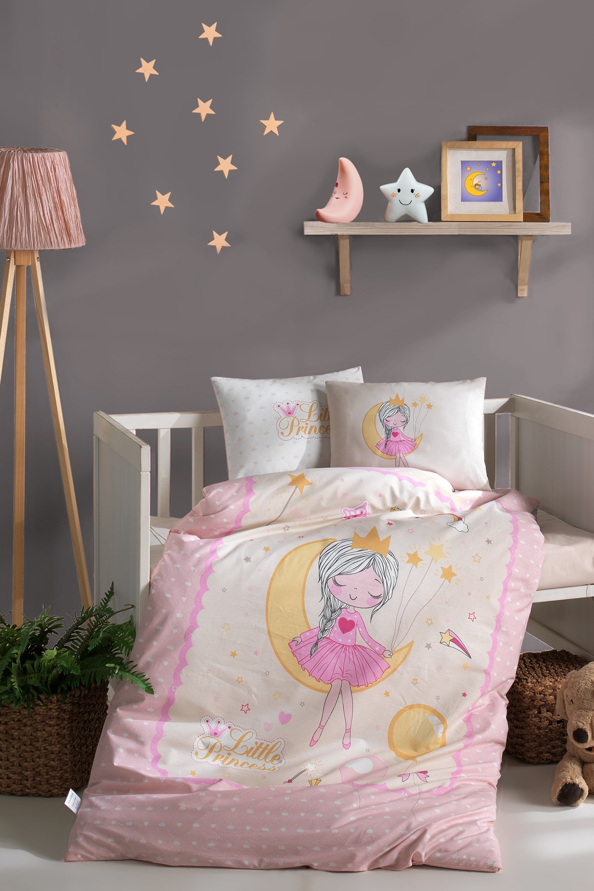 Clasy Ranforce %100 Pamuk Bebek Nevresim Takımı Moon V1 Pembe