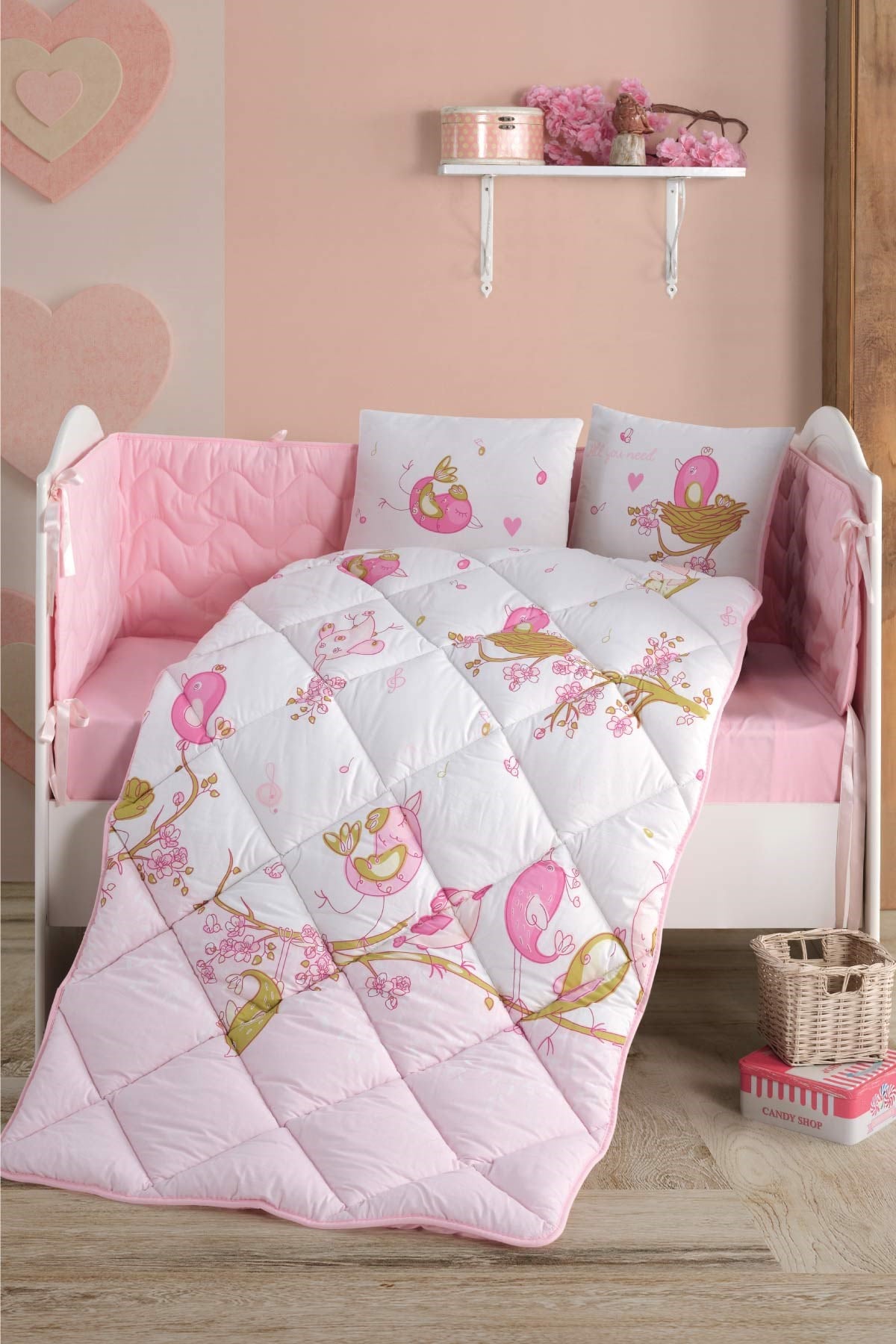 Clasy Ranforce %100 Pamuk Bebek Uyku Seti Singer Birds V1 Pembe