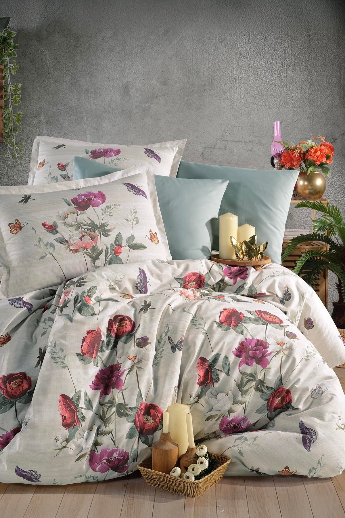 Clasy Ranforce %100 Pamuk Nevresim Takımı Çift Kişilik Nerina