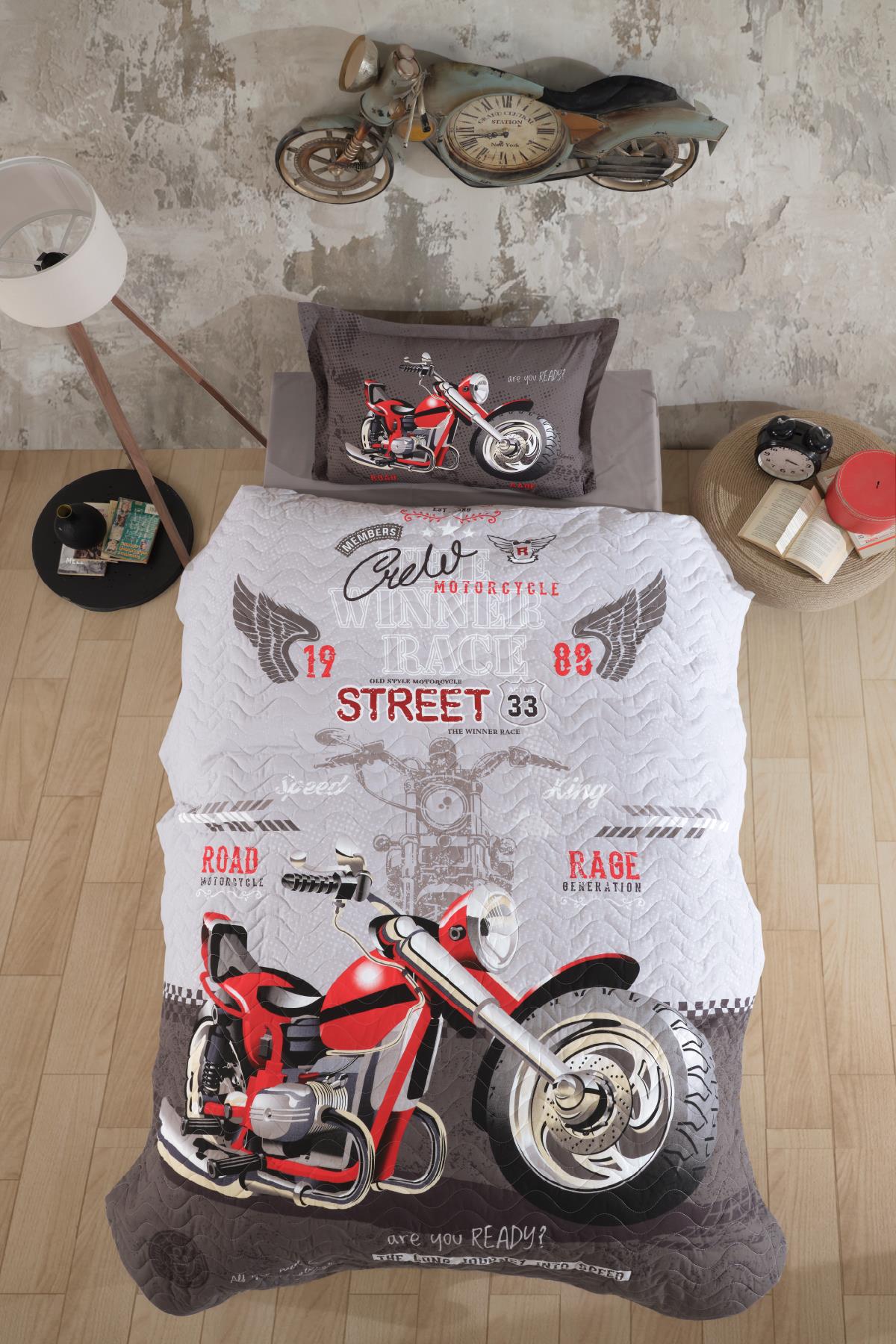 Clasy Ranforce %100 Pamuk Tek Kişilik Dört Mevsim Set Street King V1 Gri