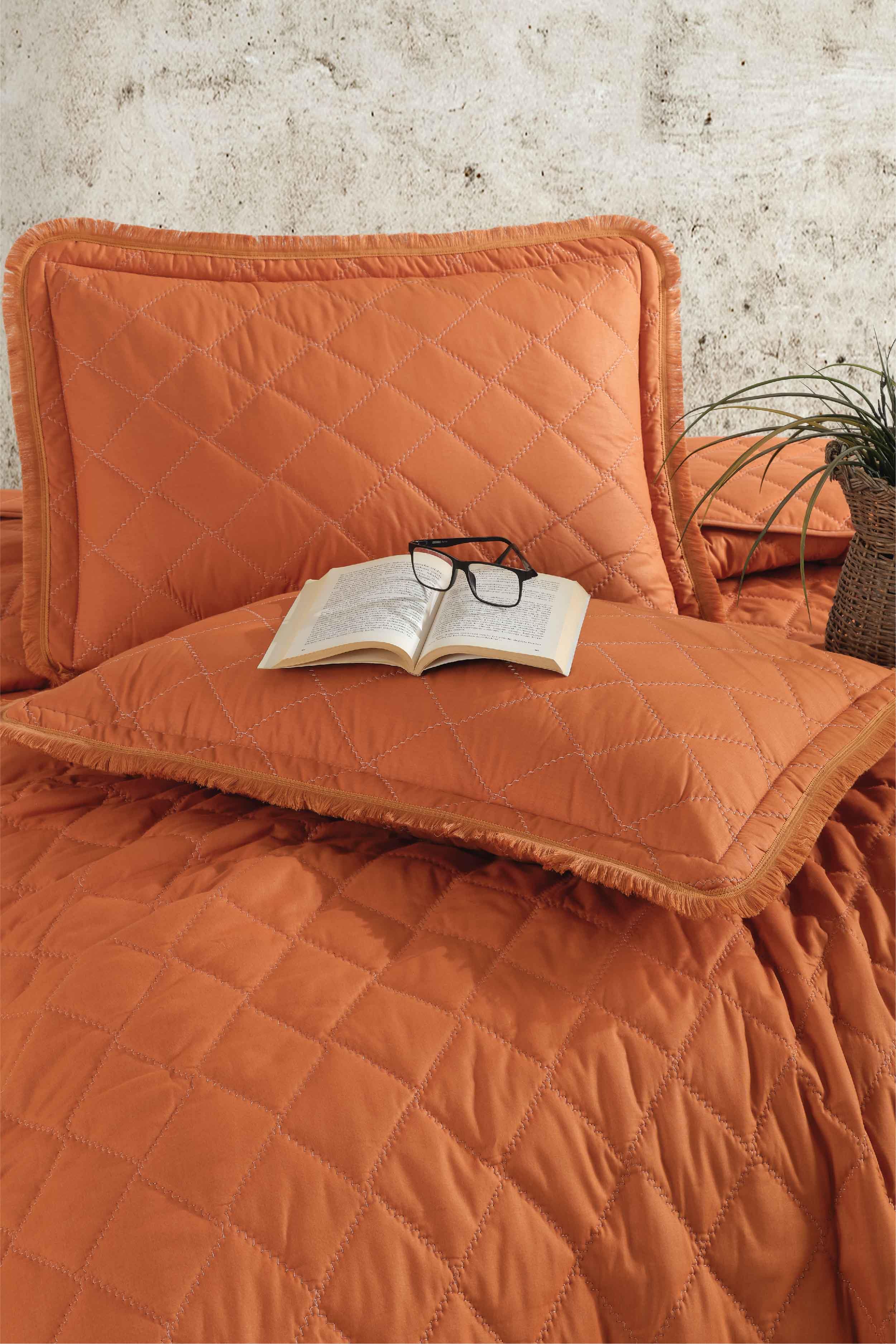 Clasy Ranforce %100 Pamuk Tek Kişilik Yatak Örtüsü Seti Tafana V2 Oranj