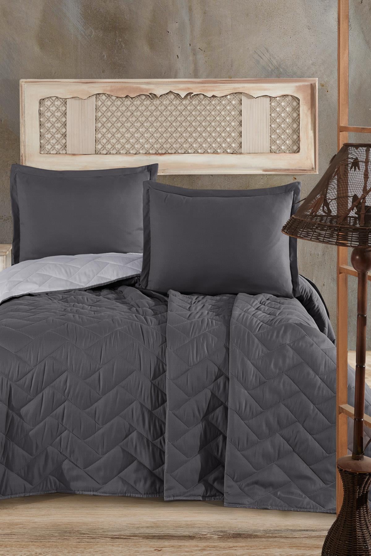 Nordqueen Microfiber Yatak Örtüsü Seti Çift Kişilik Aragon V3 Antrasit