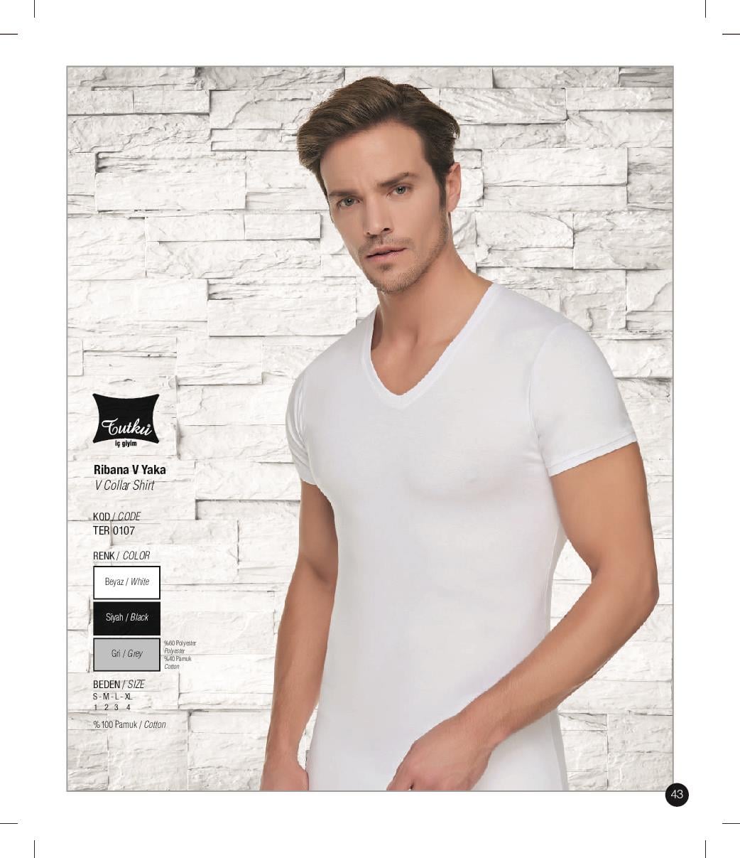 TUTKU ERK.V YAKA ATLET / 0107 -GRİ -L