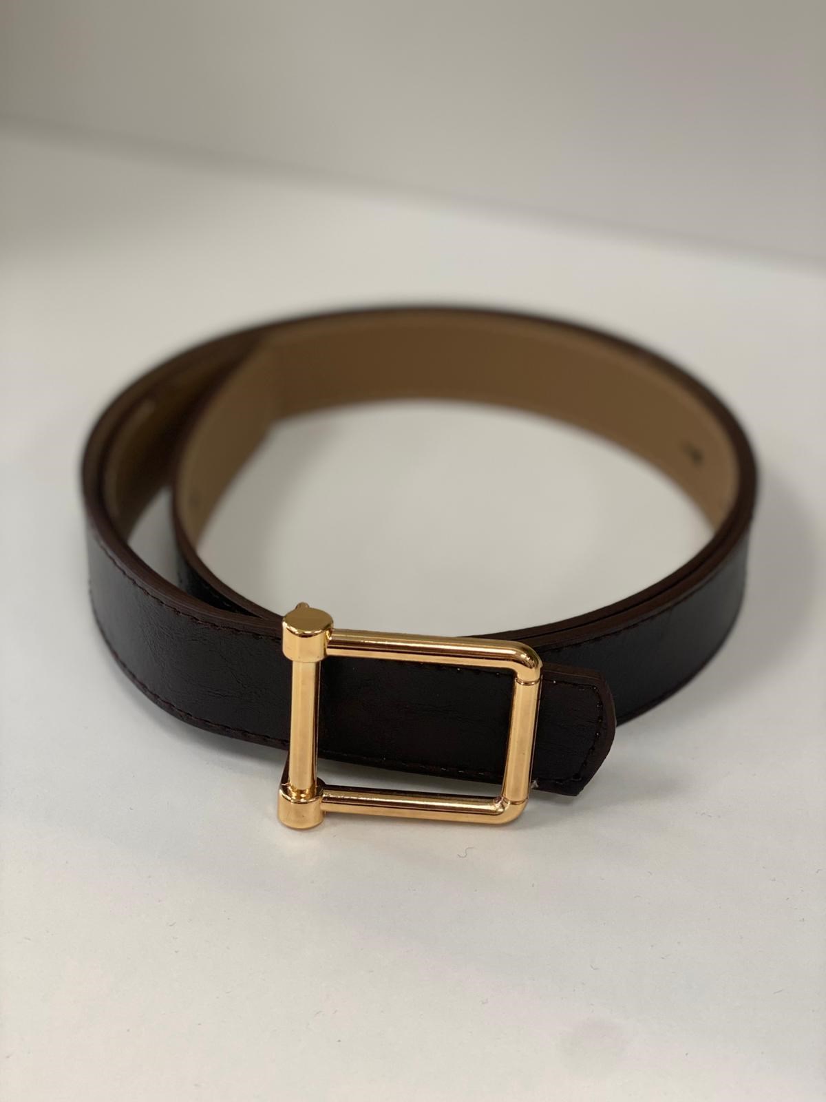 Acı Kahve Gold Çerceve Tokalı Kadın Kemer