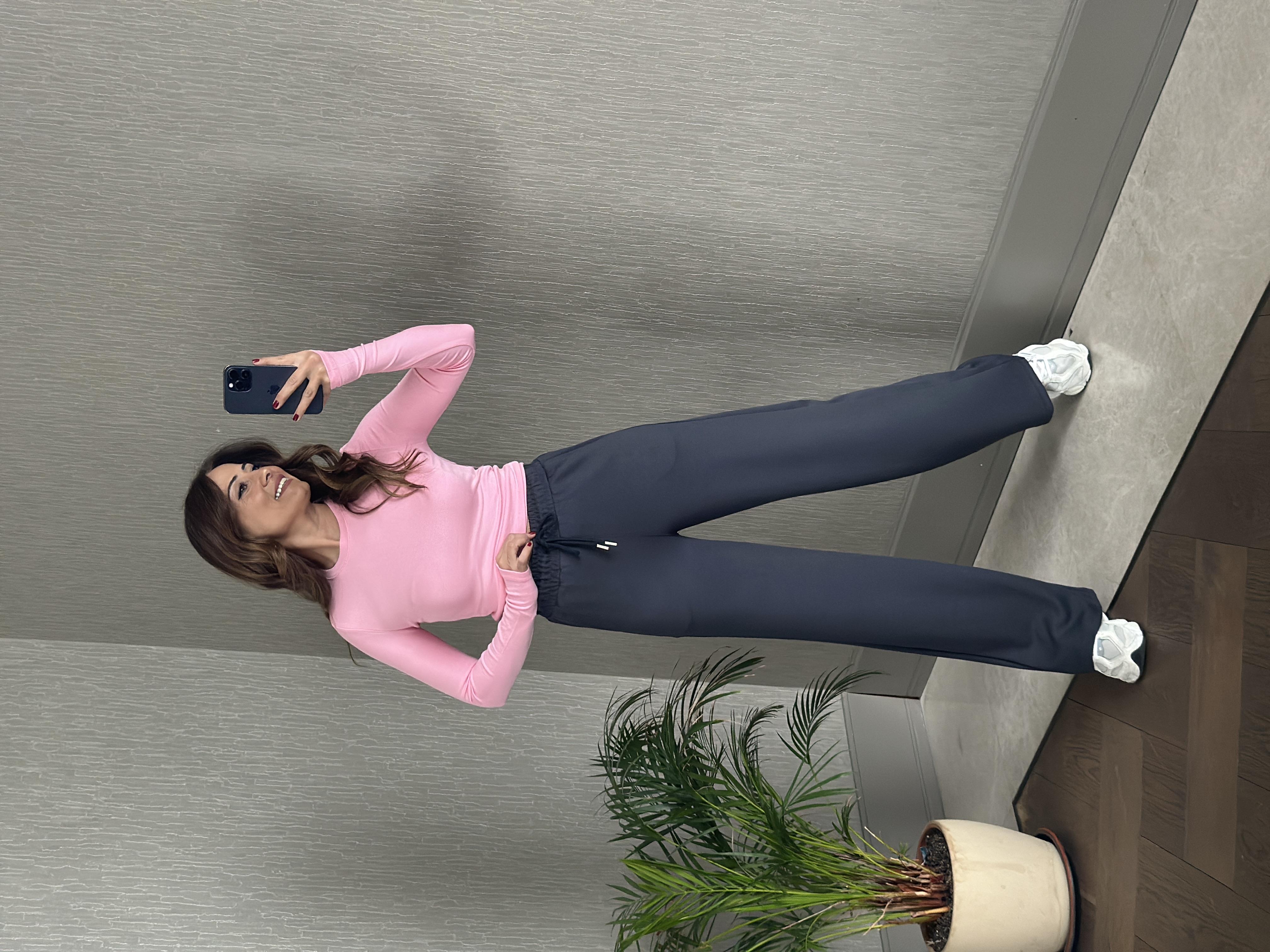 Antrasit Oysh Model Bol Paça Cepli Kadın Modal Eşofman Altı