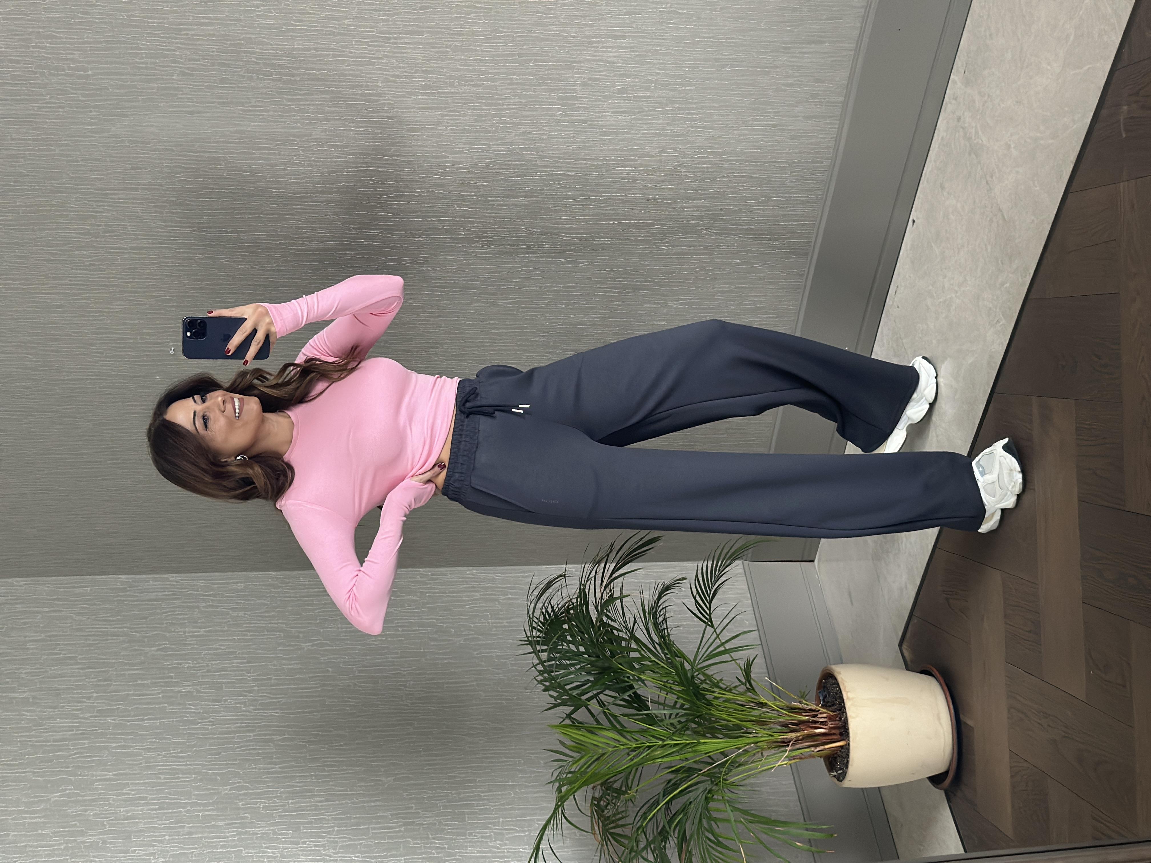 Antrasit Oysh Model Bol Paça Cepli Kadın Modal Eşofman Altı