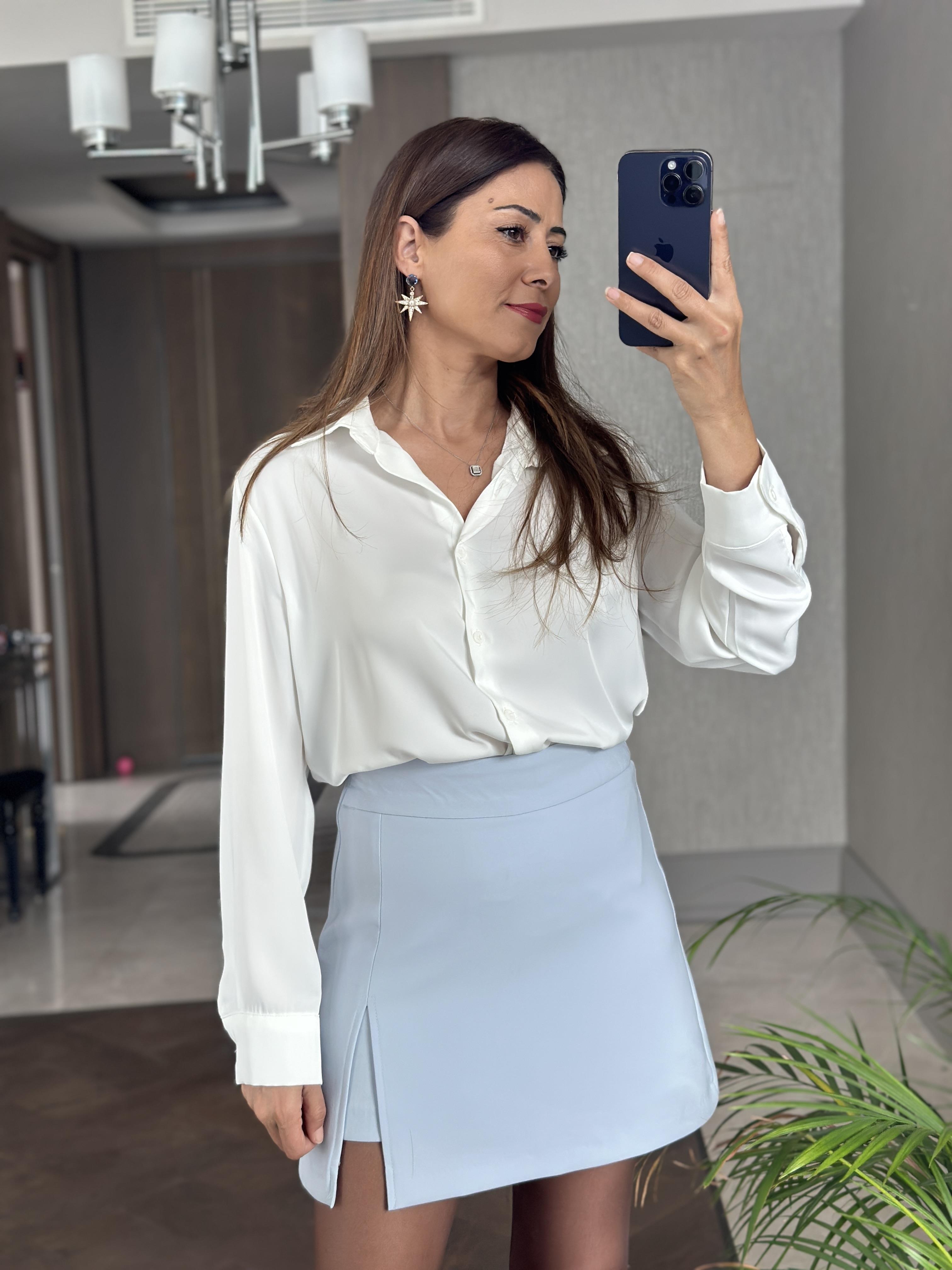 Bebe Mavi İçi Şortlu Yandan Fermuarlı Kadın Mini Etek