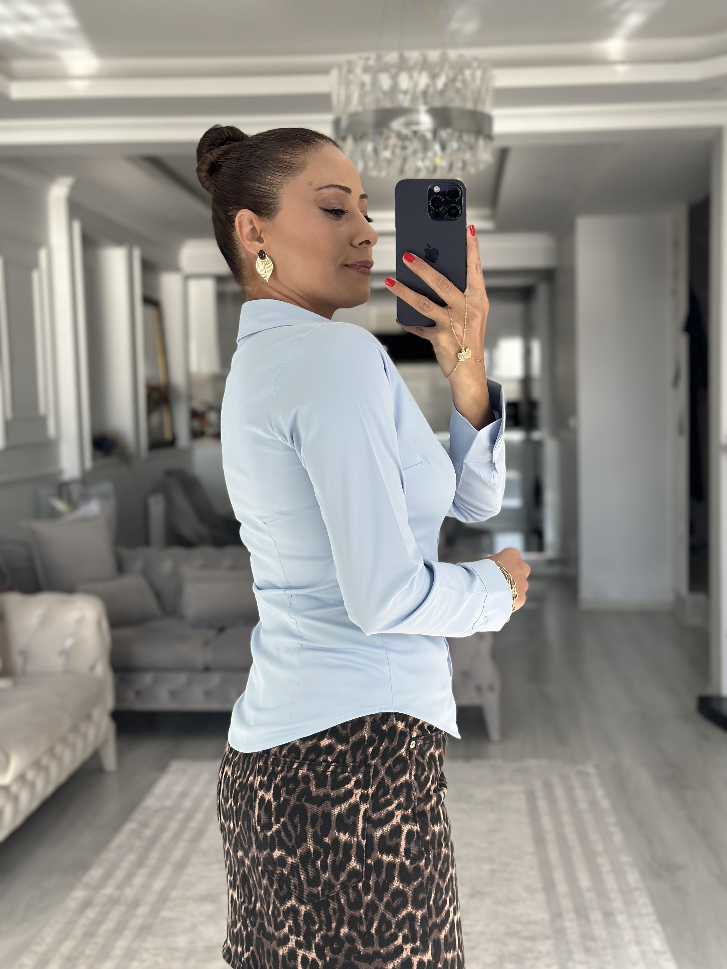 Bebe Mavi Karol Klasik Slim Fit Kadın Gömlek