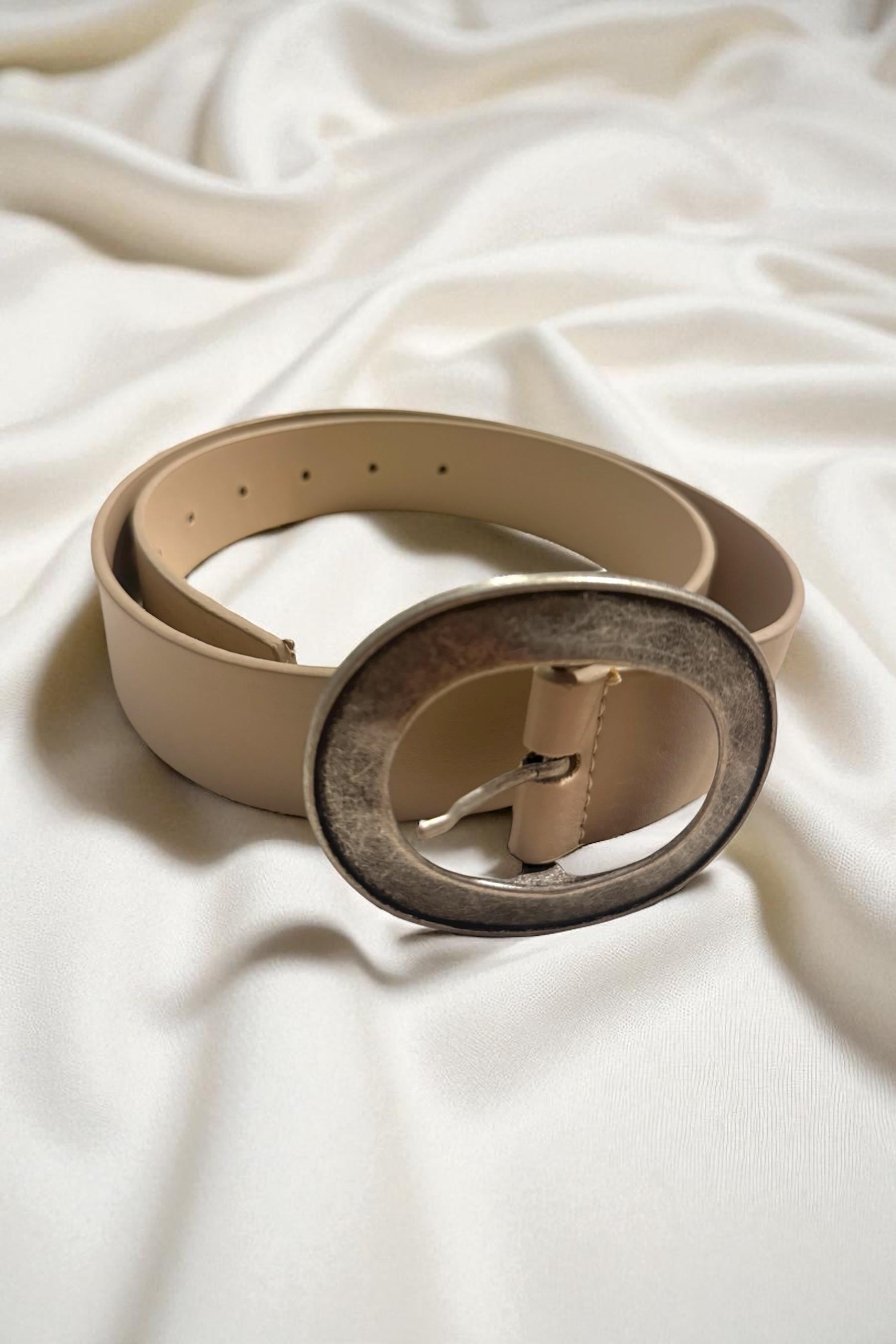 Bej Kalay Oval Tokalı Kadın Kemer