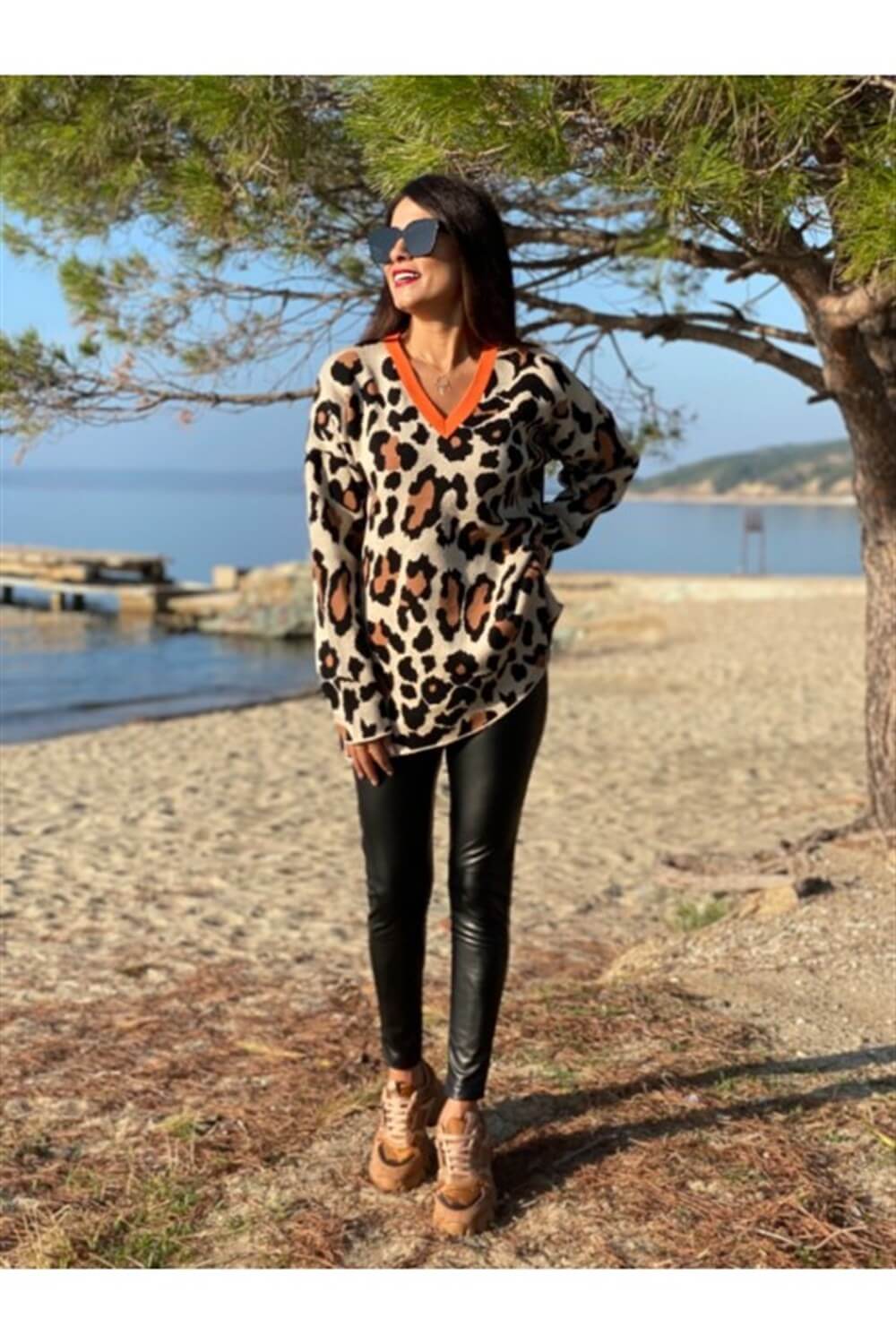 Bej Leopar Triko Kazak