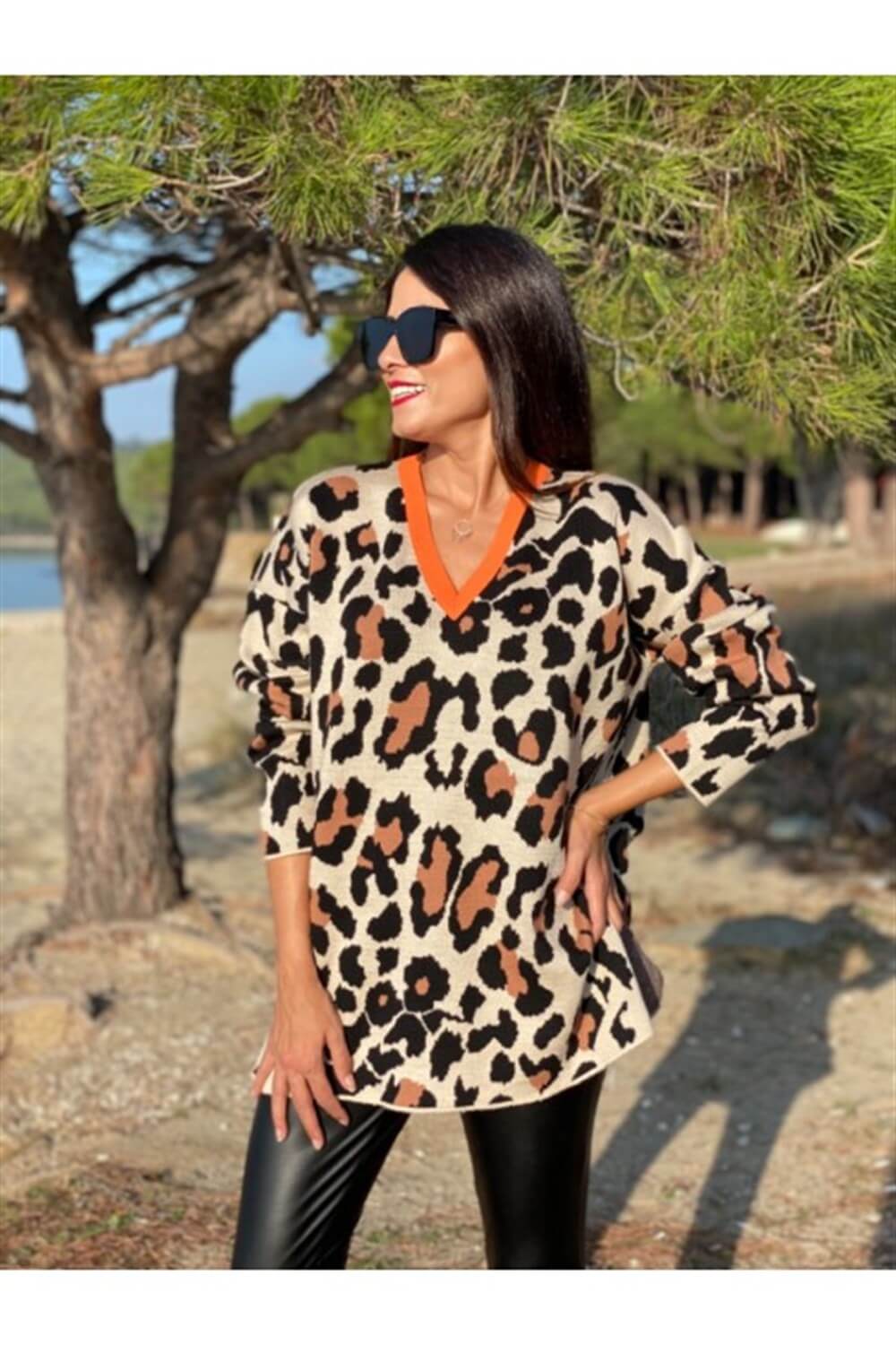 Bej Leopar Triko Kazak