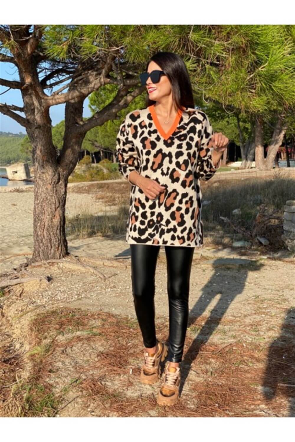 Bej Leopar Triko Kazak