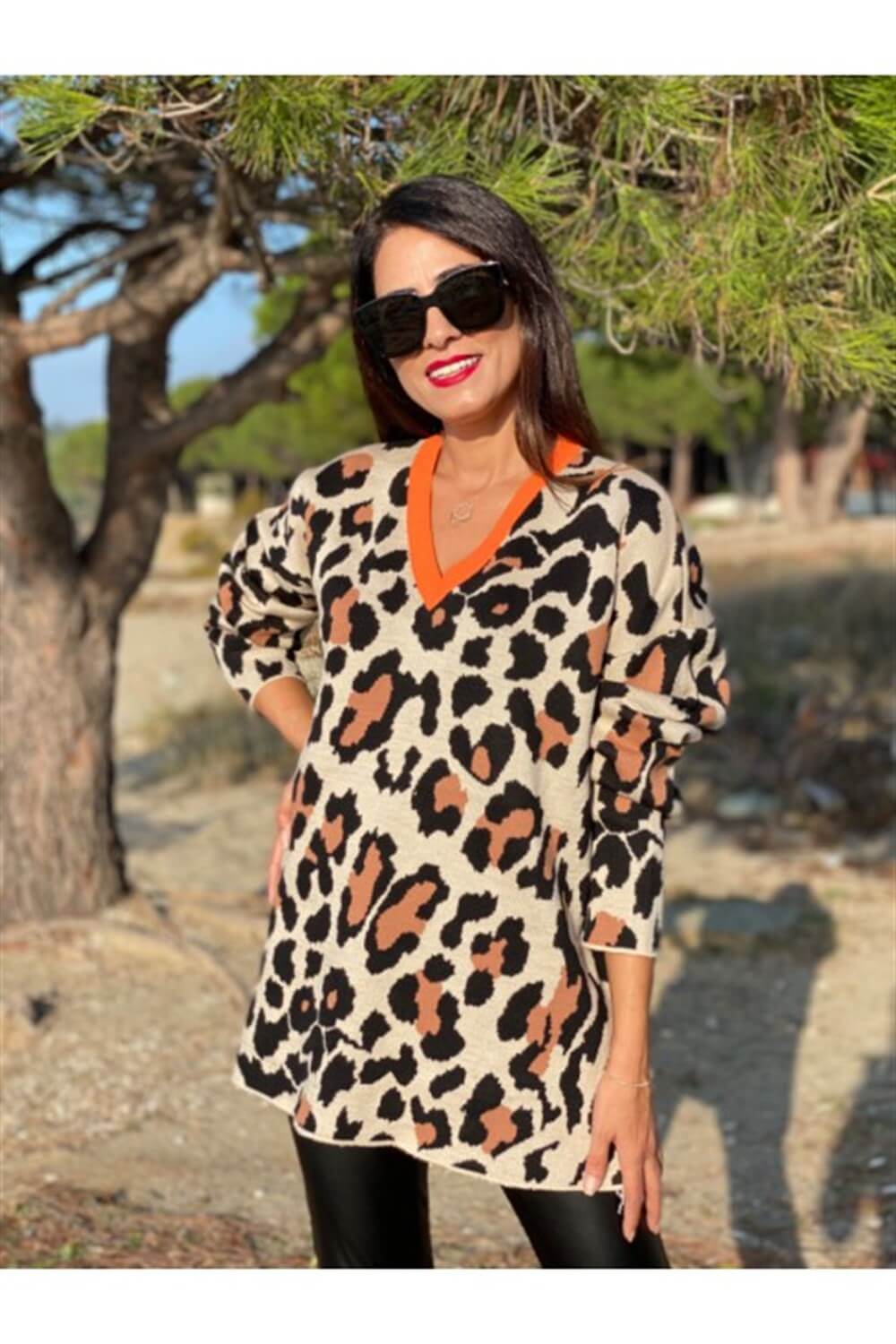 Bej Leopar Triko Kazak